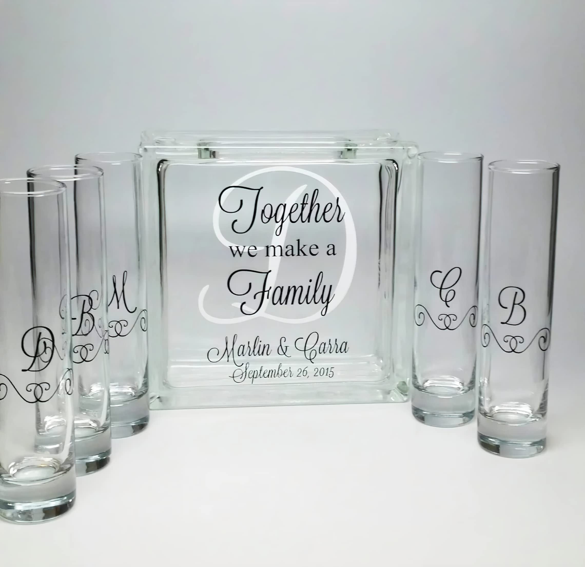 Personalized Blended Family Sand Ceremony Set - Engraved Glass Unity Sand Kit for Weddings with Lid & Sand - Unique Wedding Keepsake & Unity Candle Alternative - Perfect for Blended Family Ceremonies, Vow Renewals, and Special Occasions