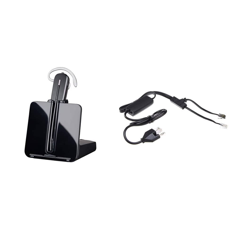 Plantronics CS540 Wireless Headset with EHS Adapter - Convertible Headset for Office & Call Centers, Noise Cancelling Mic, USB Connectivity - Includes Plantronics 38350-13 APC-43 EHS Switch (Black) - Perfect for Remote Work, Customer Service & Business Communications