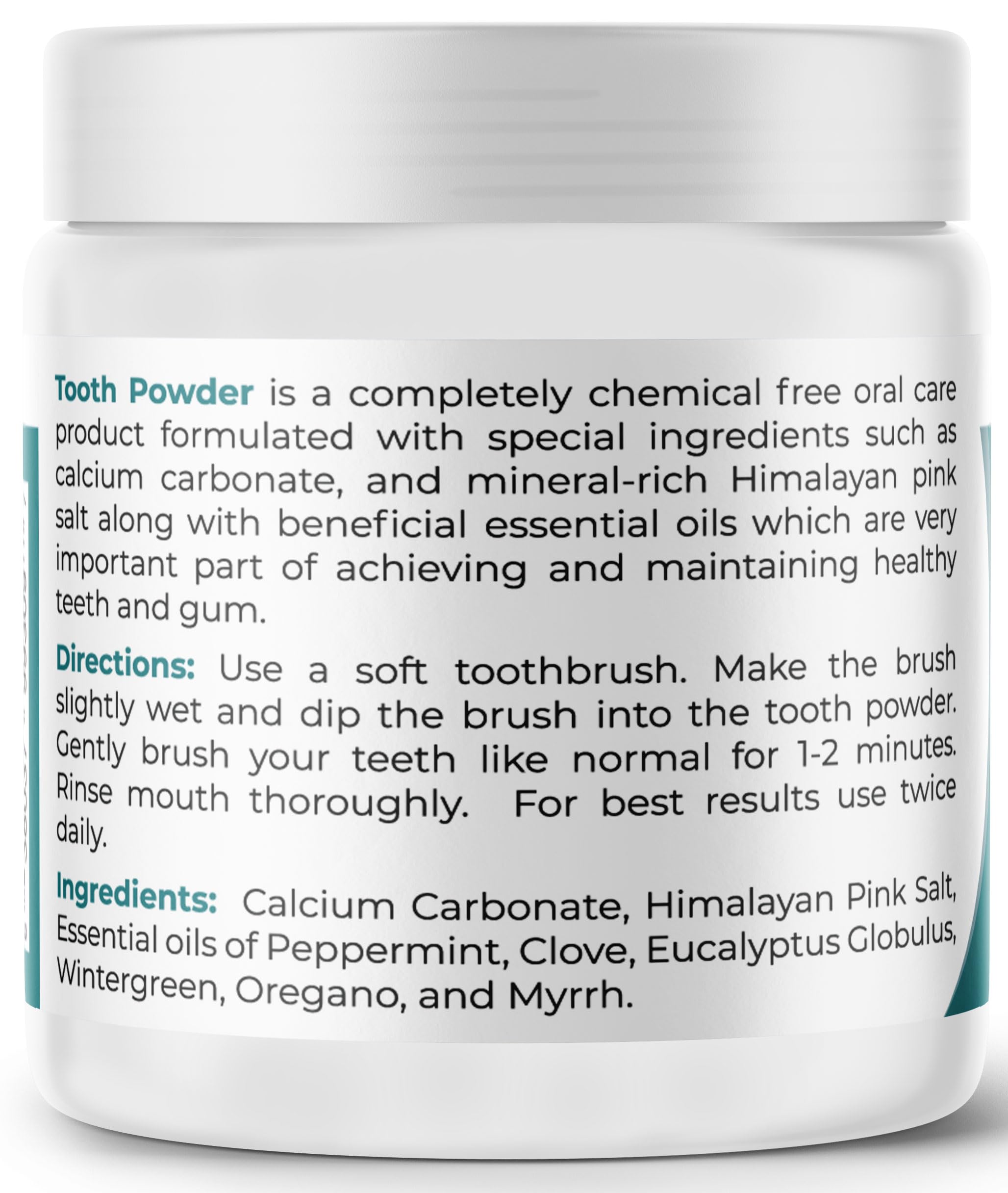 Viva Doria Natural Tooth Powder - Remineralizing & Whitening Dental Powder, Fresh Mint Flavor, 10oz | Chemical-Free Toothpaste Alternative for Sensitive Teeth & Bad Breath Relief | Perfect for Travel, Home Use & Eco-Friendly Oral Care