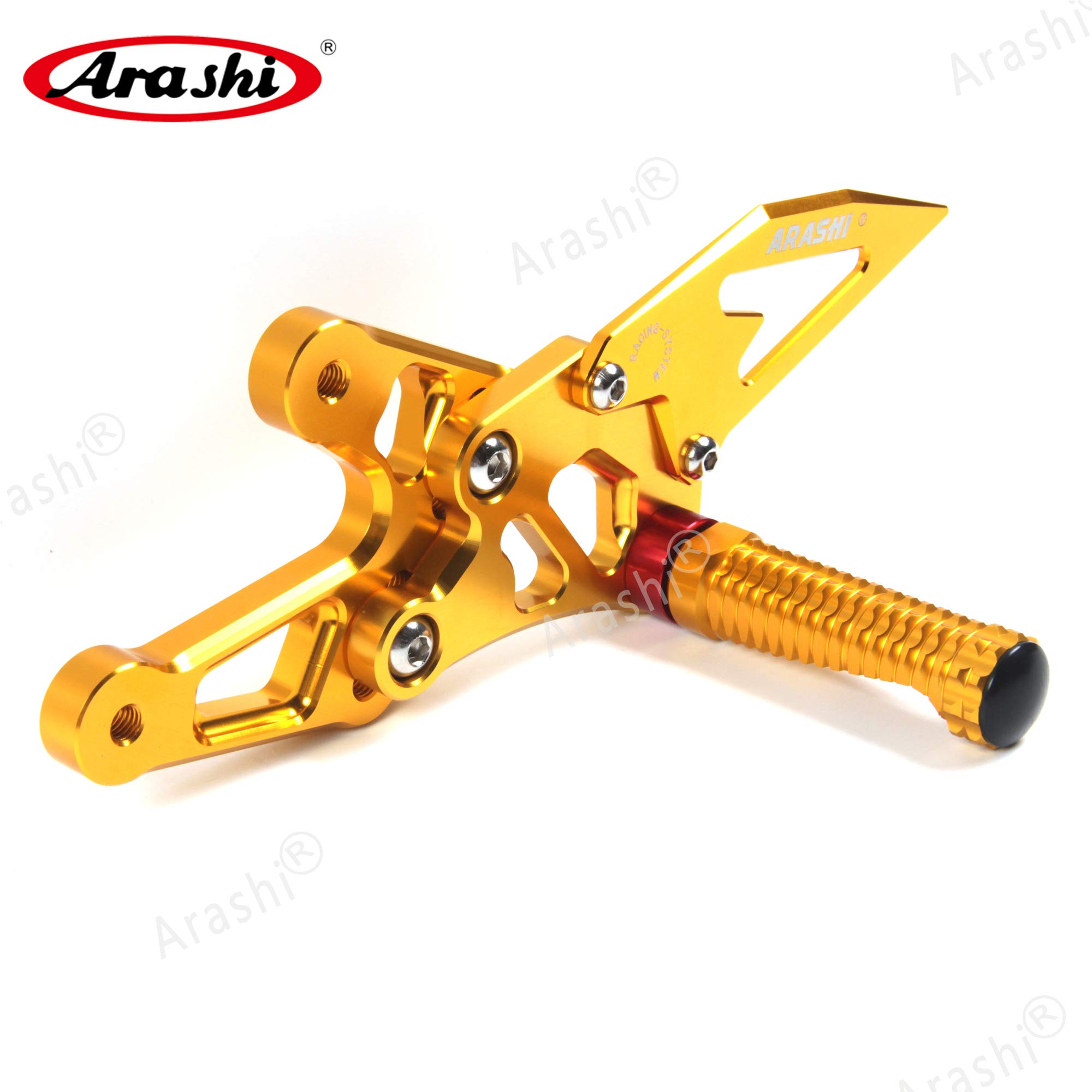 Arashi V2.0 Adjustable Rear Sets Foot Pegs for BMW S1000R (2017-2019) - Motorcycle Footrest Accessories in Gold - Perfect for Track Days & Performance Riding