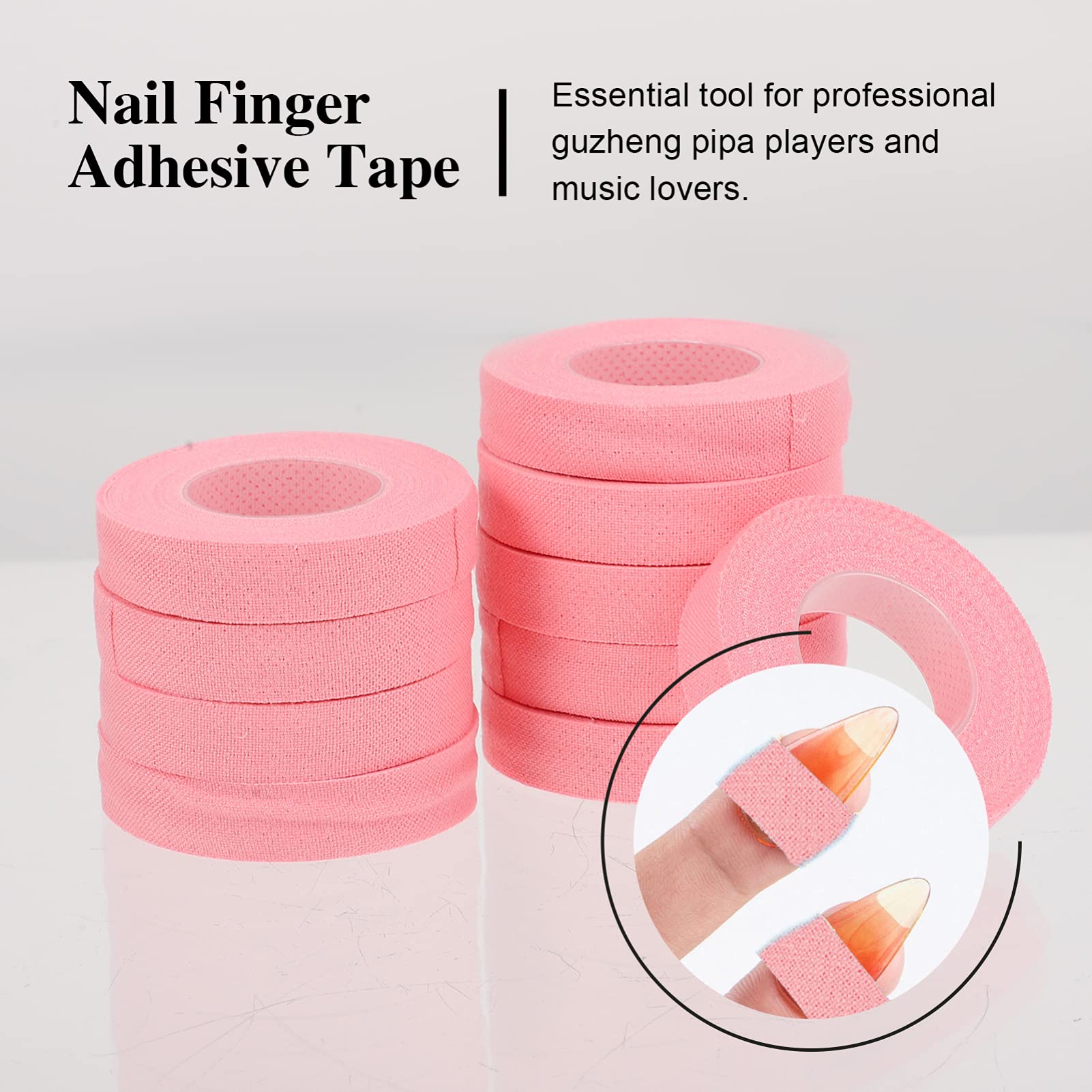 10 Rolls 5m Self-Adhesive Nail Tape for Guzheng & Guitar - Cotton Finger Protection Tape for Chinese Zither Players & Musicians - Perfect for Practice, Performance & Nail Care
