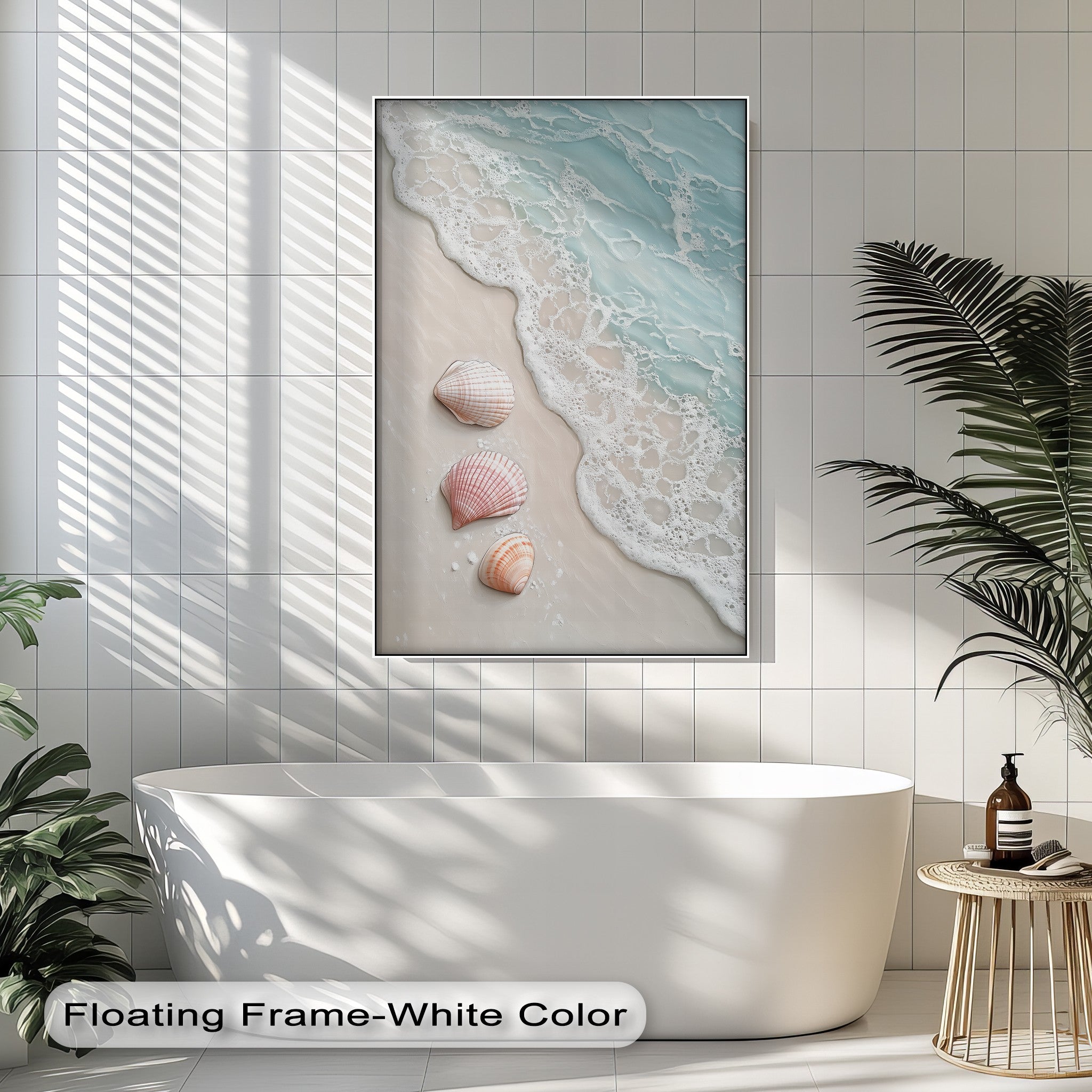 Coastal Calm - Soft Seashells on Cream Sand Canvas Print | Beach Wall Art for Living Room, Bedroom & Office Decor | Ocean Themed Home Decoration