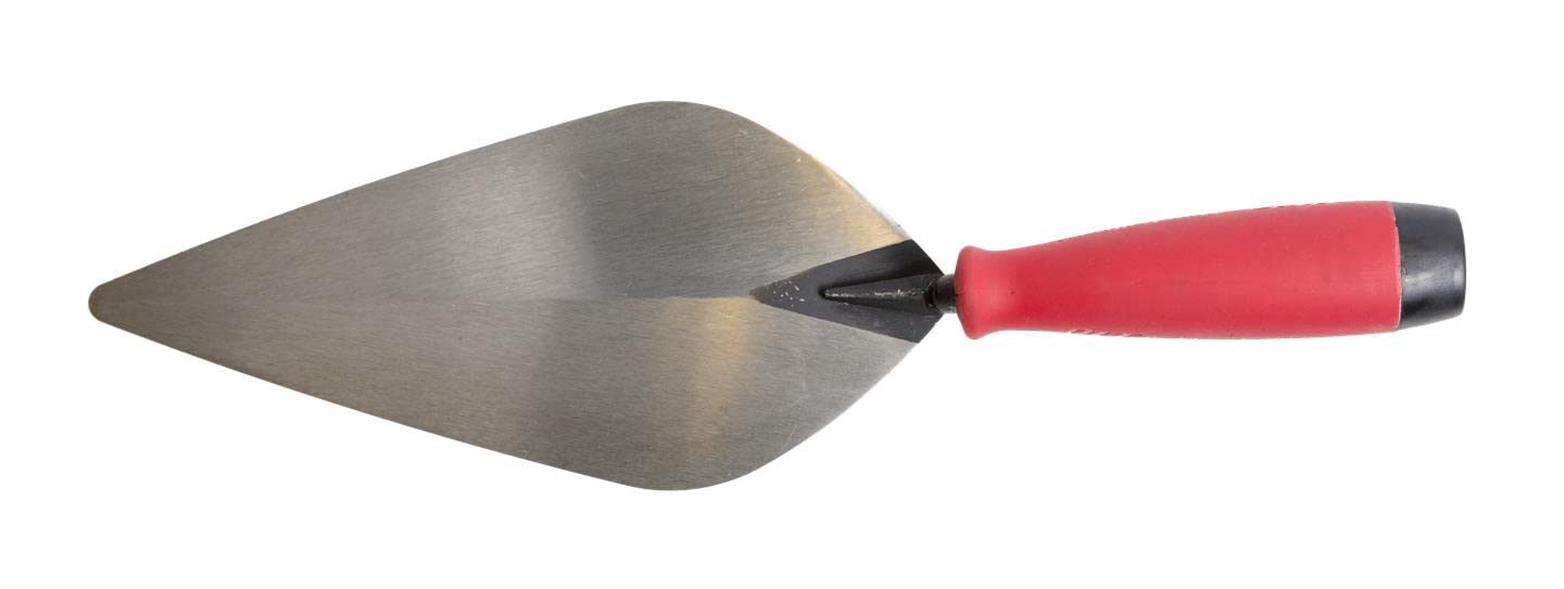 QLT By MARSHALLTOWN London Style Brick Trowel - 12 x 5 Inch Masonry Trowel with Soft Grip Handle (BTSG12) - Perfect for Bricklaying, Masonry Work & DIY Home Projects