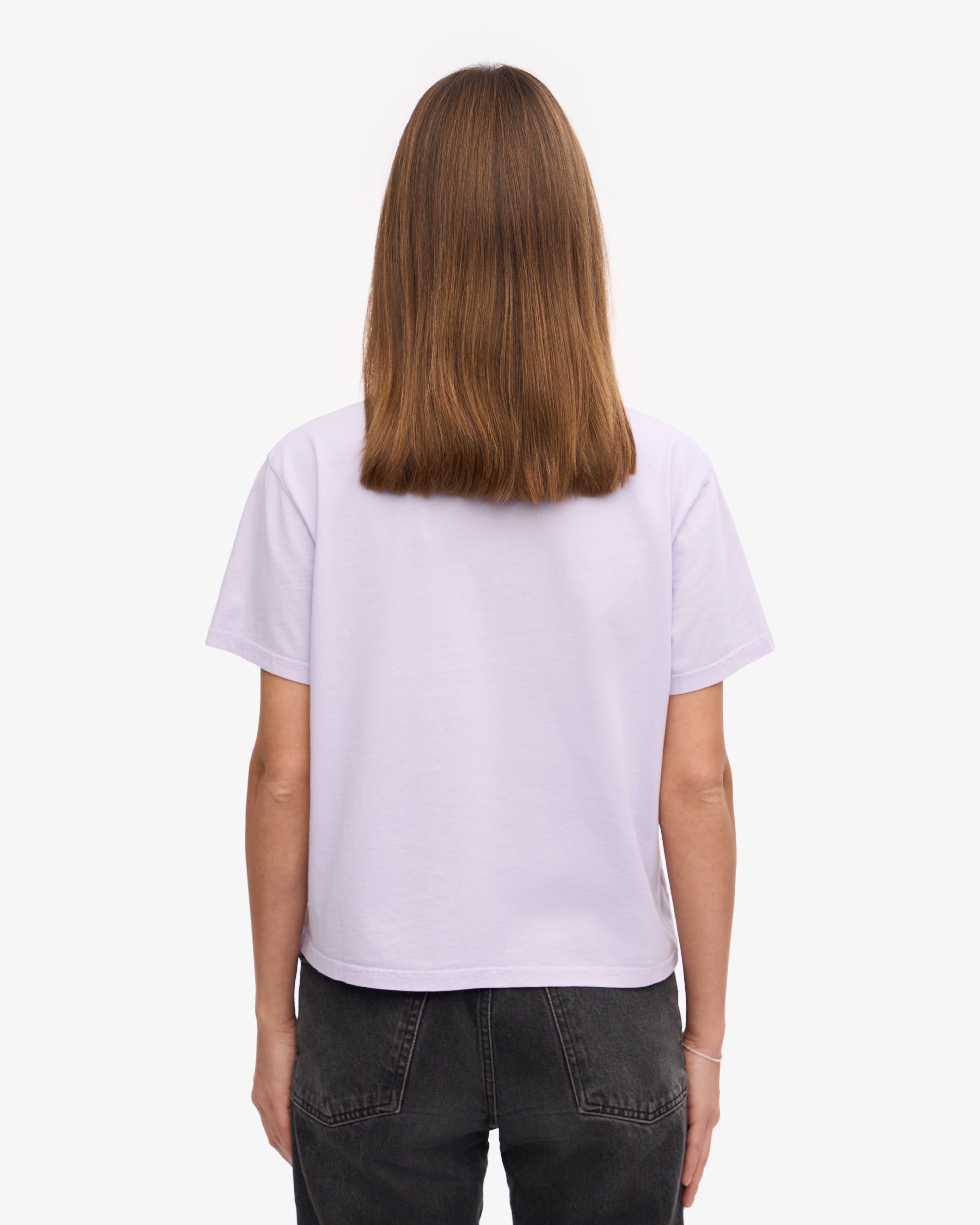Organic Boxy Crop Tee - Soft Lavender | Women's Casual Short Sleeve T-Shirt | Perfect for Yoga, Beach & Everyday Wear