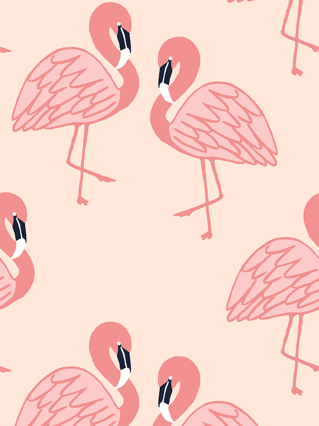 Flamingos Wallpaper by Tea Collection - Peach Color Tropical Peel & Stick Wallpaper for Nursery, Bedroom, or Bathroom Decor