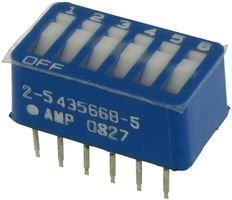 6 Position SPST Rocker DIP Switch - 100 Pieces - Compact Design for PCB & DIY Electronics Projects - Perfect for Circuit Boards, Arduino, and Raspberry Pi Projects