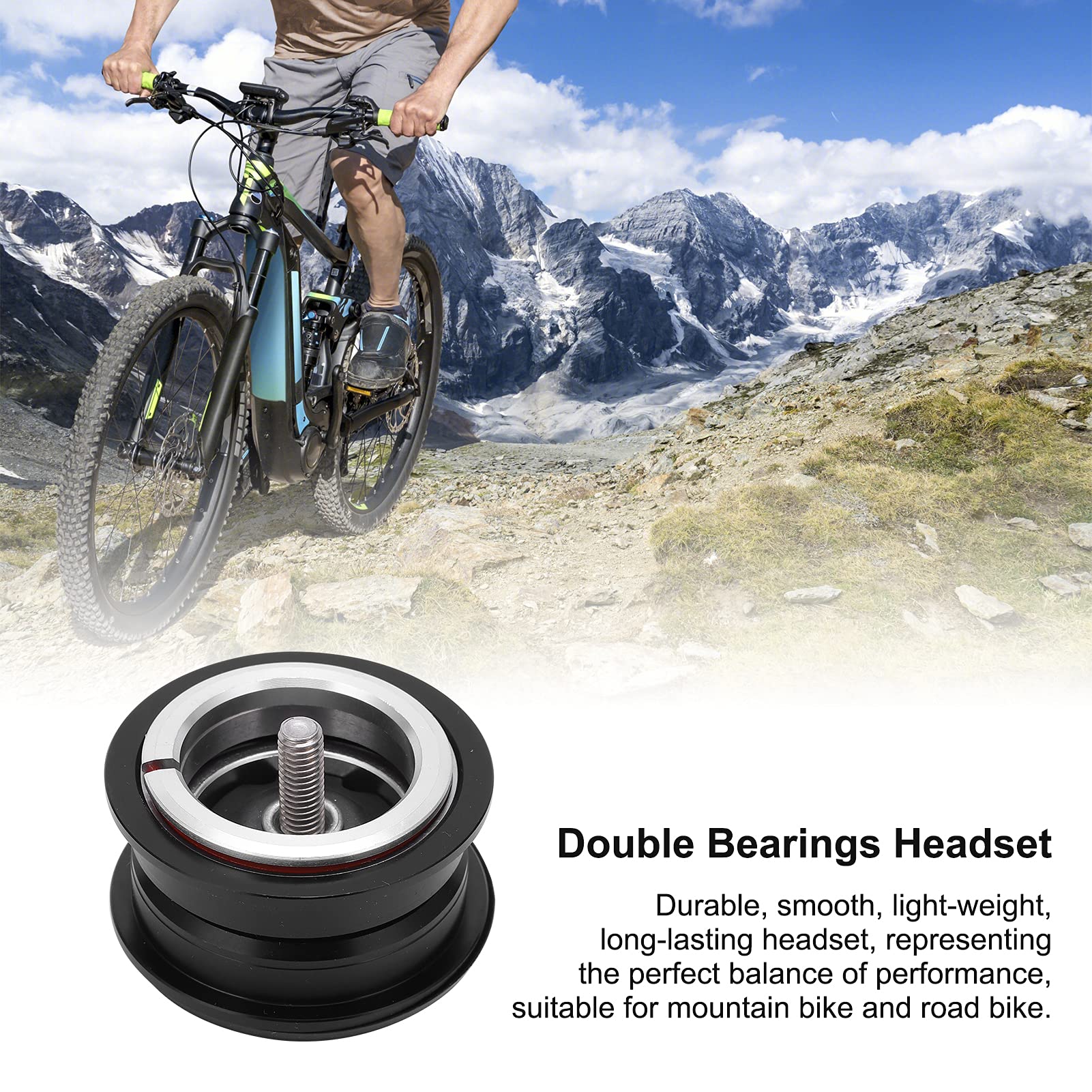 Alomejor 44mm Mountain Bike Headset Bearing Set - Double Sealed Bearings for Smooth Cycling - Compatible with Most MTB Bottom Brackets - Perfect for Trail Riding and Mountain Biking Adventures