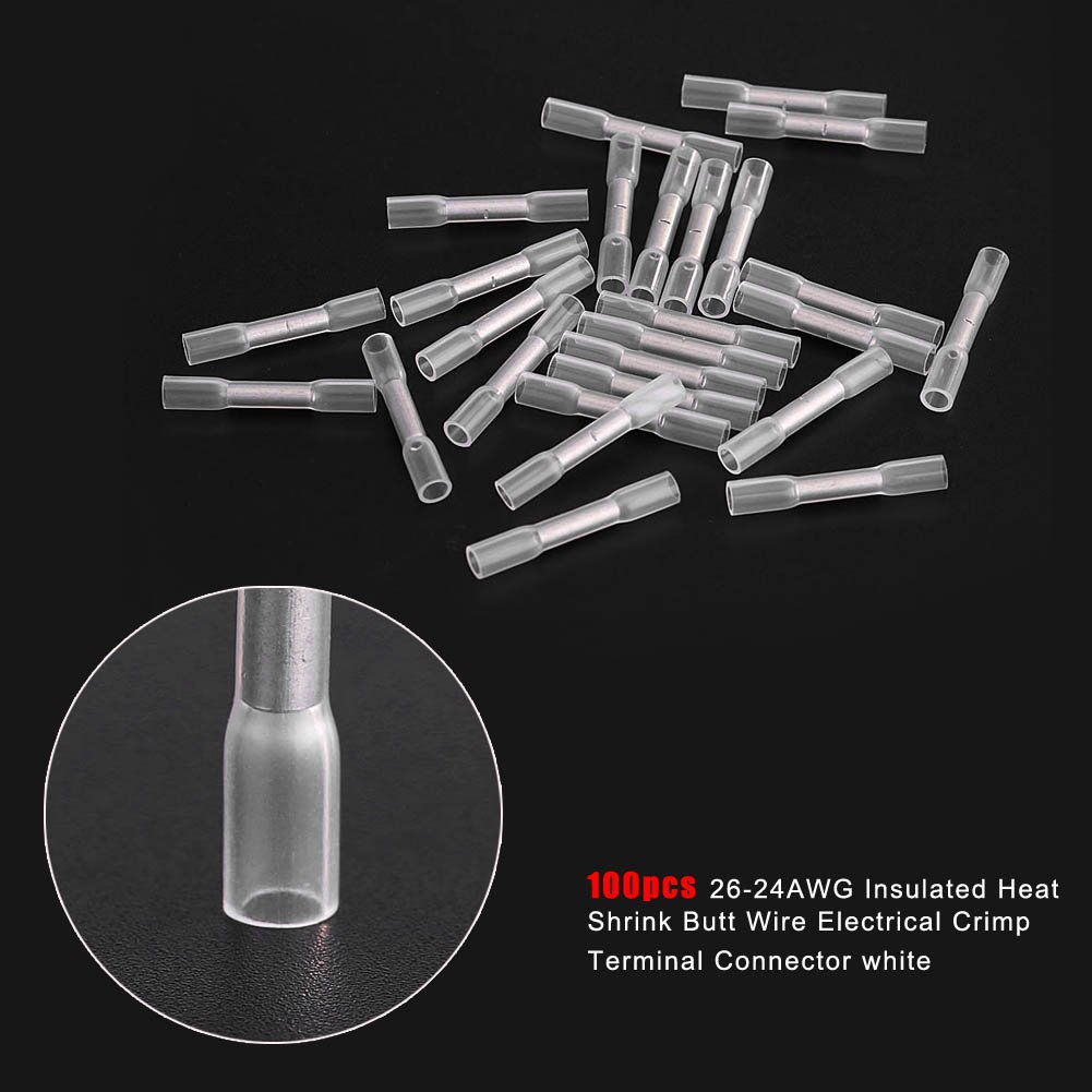 Fydun 100pcs Heat Shrink Wire Connectors 26-24AWG for Electrical Wiring & Repairs