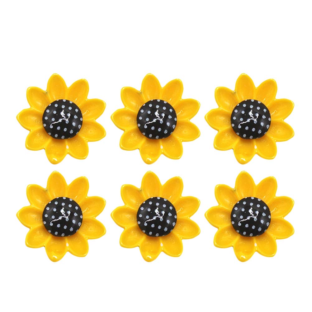 DOITOOL 10pcs Funny Sunflower Refrigerator Magnets - Colorful Resin Magnetic Stickers for Home & Office Decor (Yellow & Black, Small Size) - Perfect for Fridge, Whiteboard, Locker & DIY Crafts