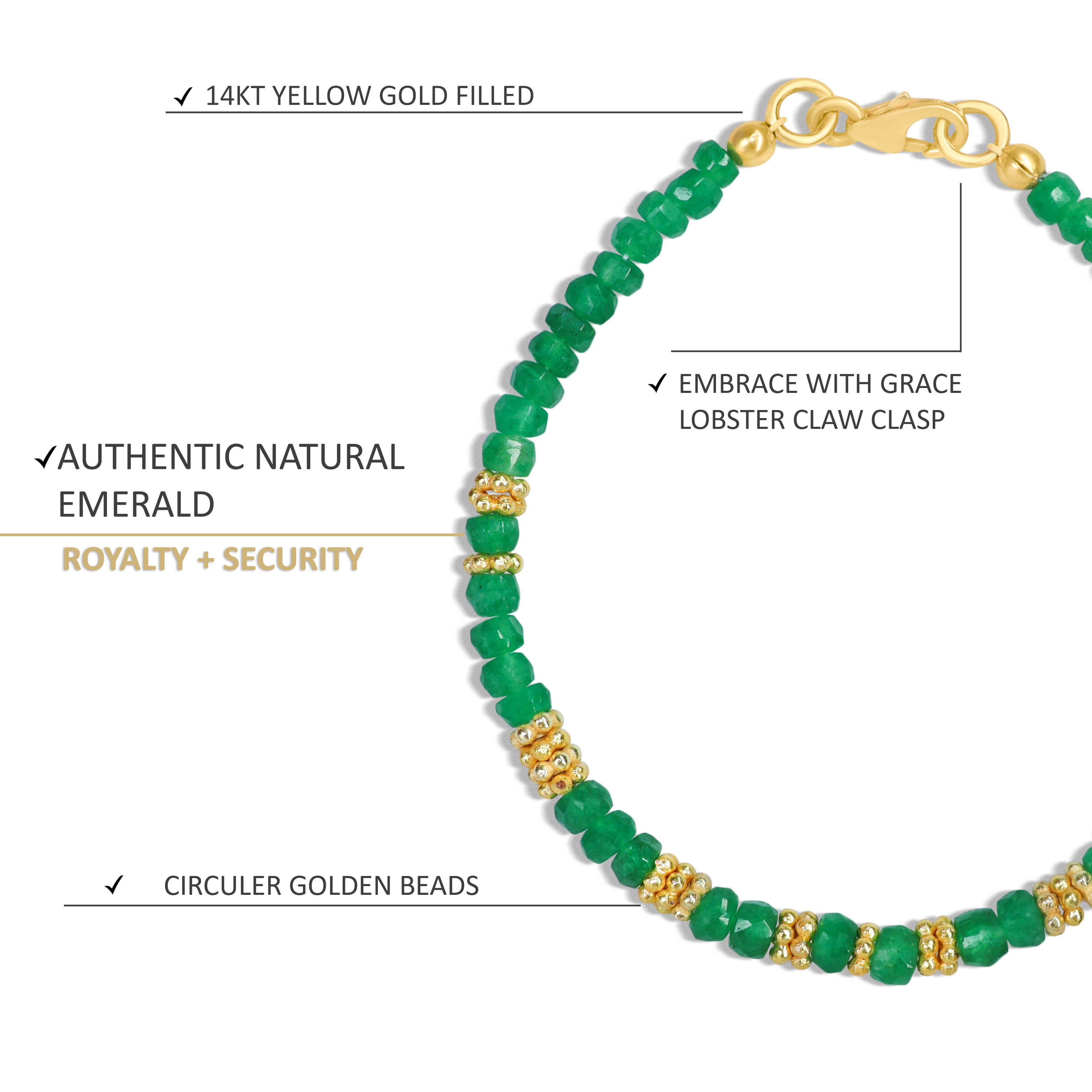 Natural Emerald Gemstone Beaded Bracelet for Women - Elegant Handmade Jewelry for Daily Wear, Gifts & Special Occasions