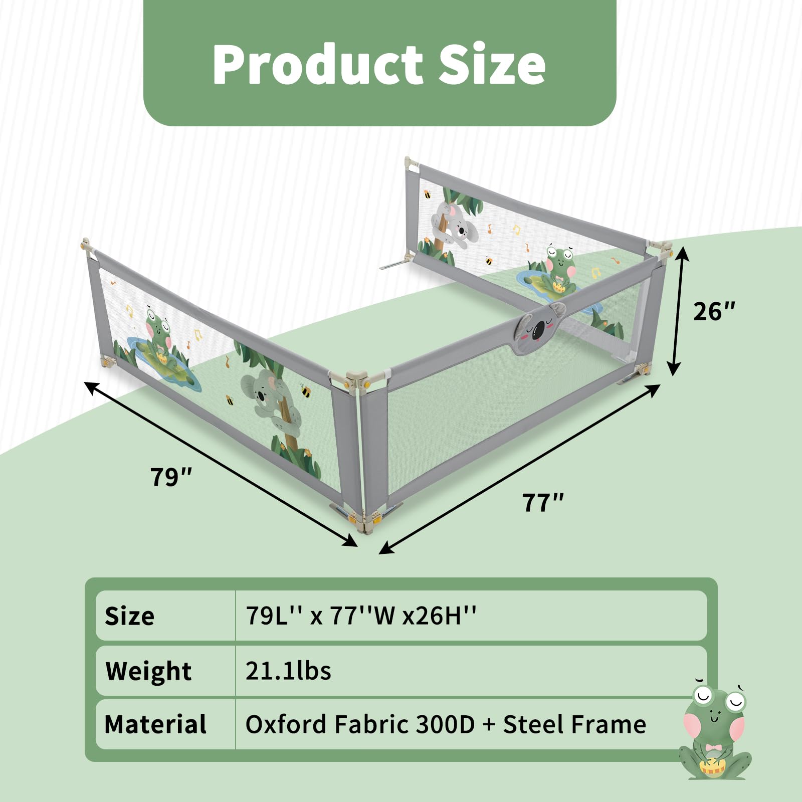 3-in-1 Adjustable Baby Bed Rail for Toddlers - Foldable Bed Guardrail with 25 Height Levels (Fits 2