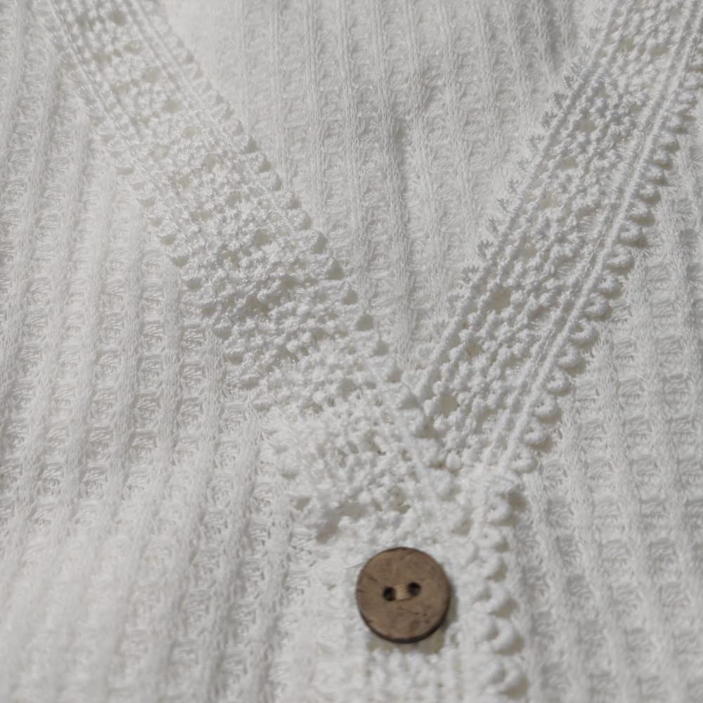 Women's Waffle Knit Crochet Embellished Collar Cap Sleeve Boho Summer Top - V-Neck Loose Fit T-Shirt for Casual Outings & Beach Vacations