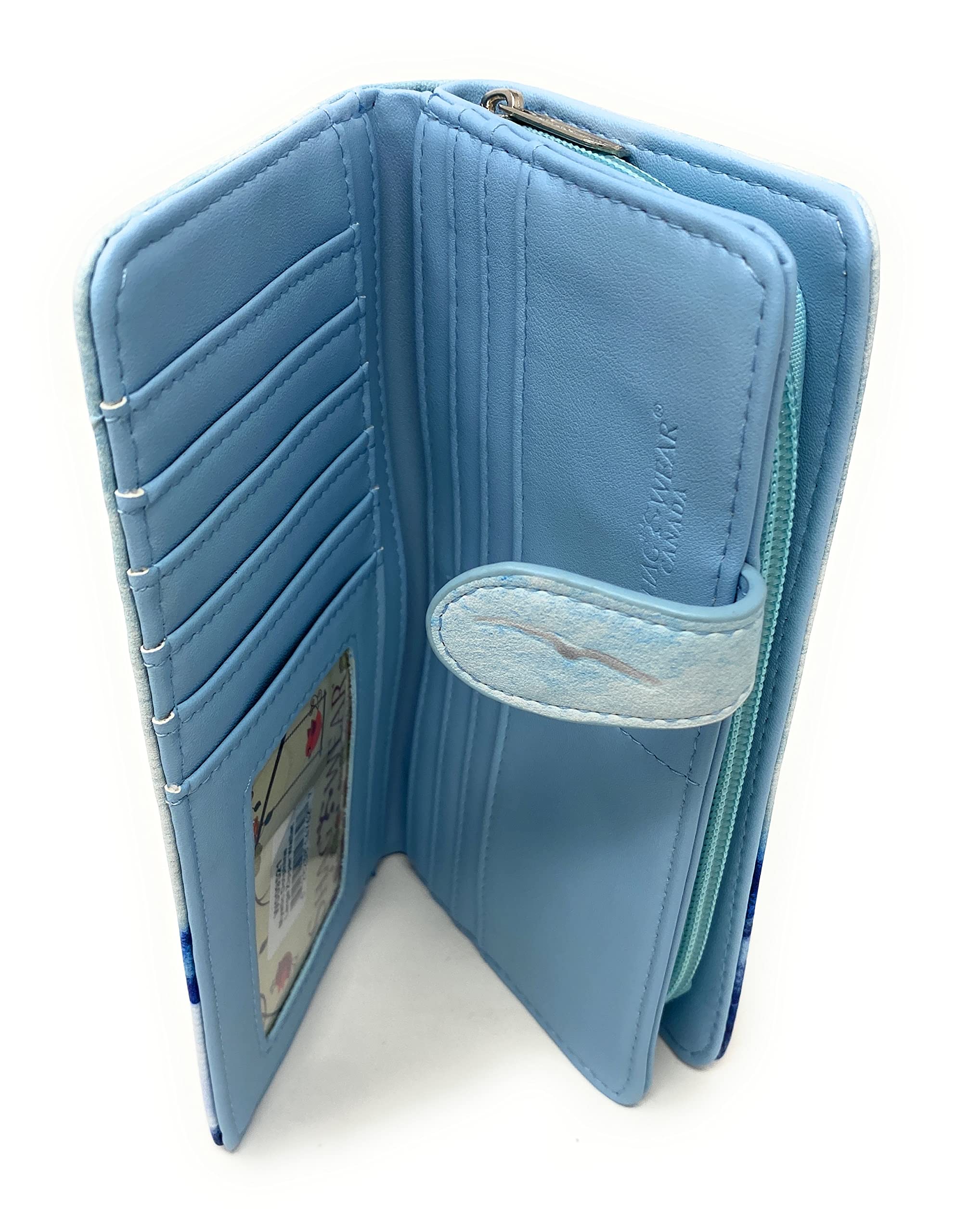 Mystic Dolphin Large Beach Wallet for Women & Teens - Vegan Faux Leather Blue 7