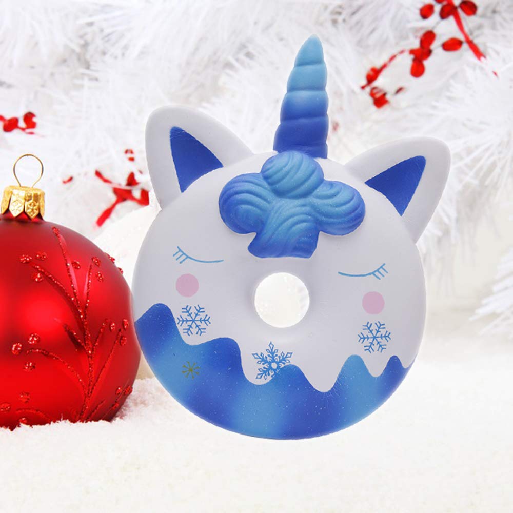 Jumbo Unicorn Donut Squishy - Kawaii Slow Rising Stress Relief Toy for Kids (Blue) - Perfect for Playtime & Relaxation