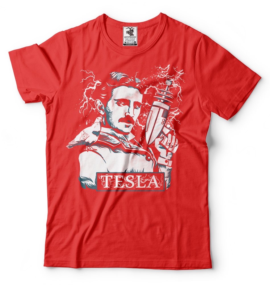 Nikola Tesla T-Shirt with Electrical Gun Design - Funny Science Men's Tee - Perfect for Science Lovers, Geek Gifts & Comic Con Costumes
