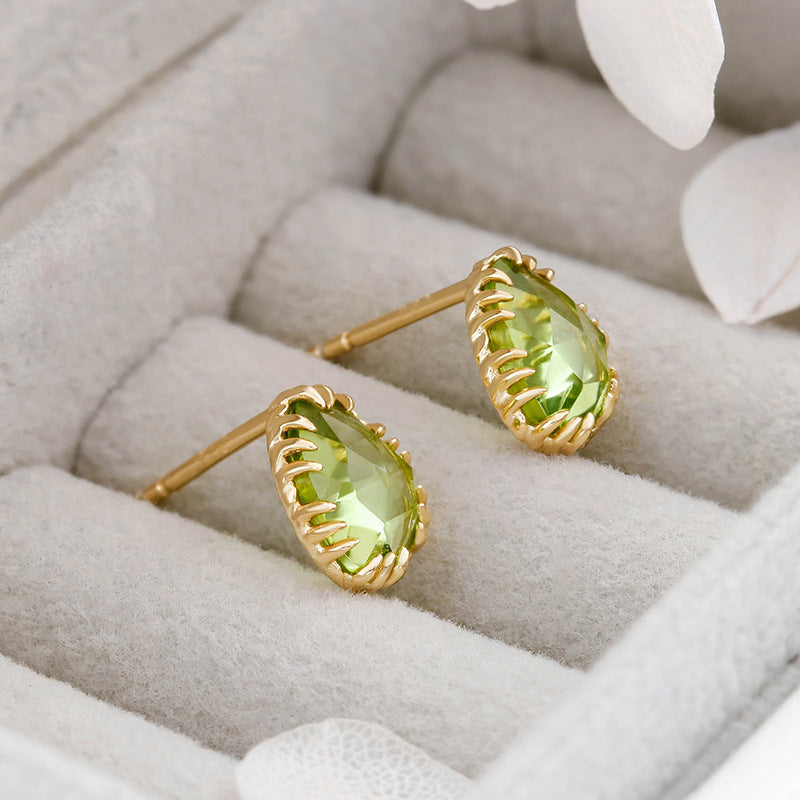 Natural Green Peridot Stud Earrings for Leo Birthstone | Sterling Silver Hypoallergenic Jewelry | Perfect for Birthday Gifts, Anniversary & Everyday Wear