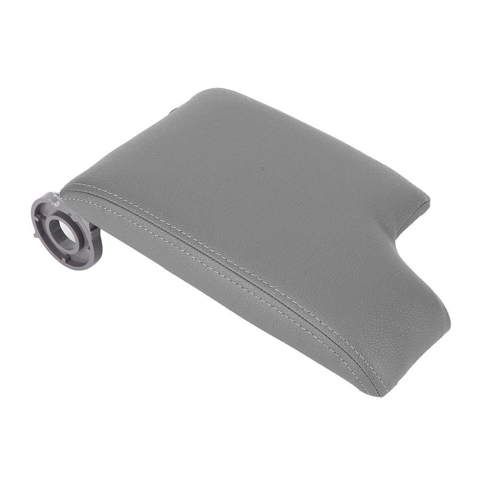 Ymiko Genuine Leather Car Armrest Cover - Universal Fit for BMW E46 1999-2004 Models - Comfortable Center Console Cushion Pad (Grey) | Perfect for Long Drives & Daily Commutes
