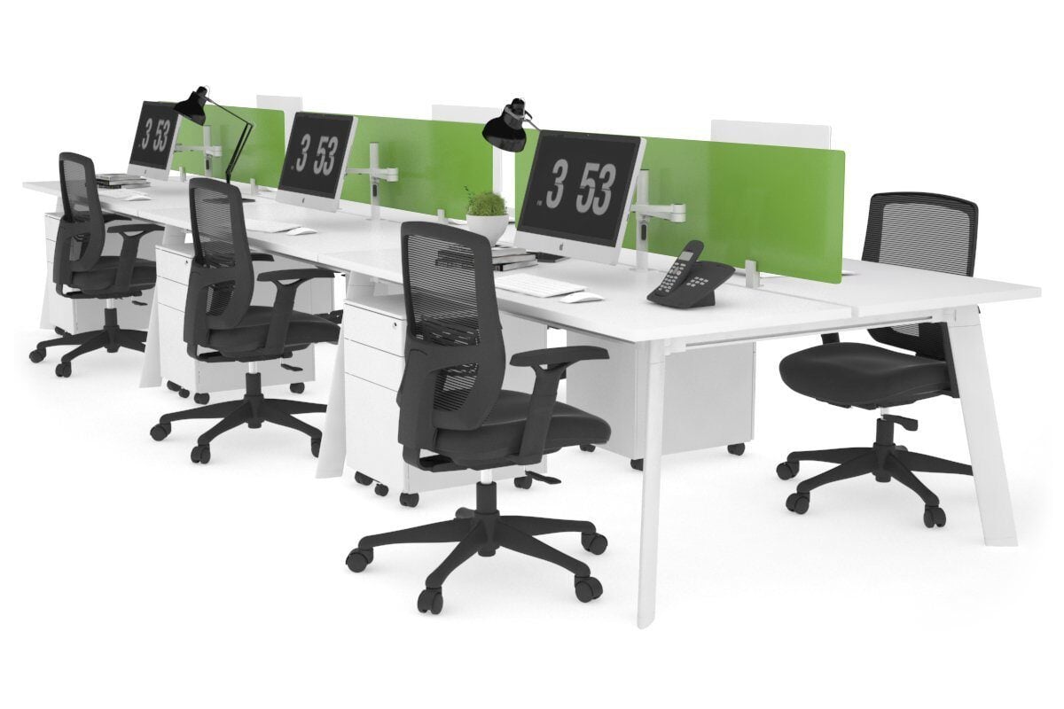 6-Person Switch Workstation with White Frame - 1200L x 700W Dimensions - Ideal for Office, Conference Room, or Collaborative Workspace