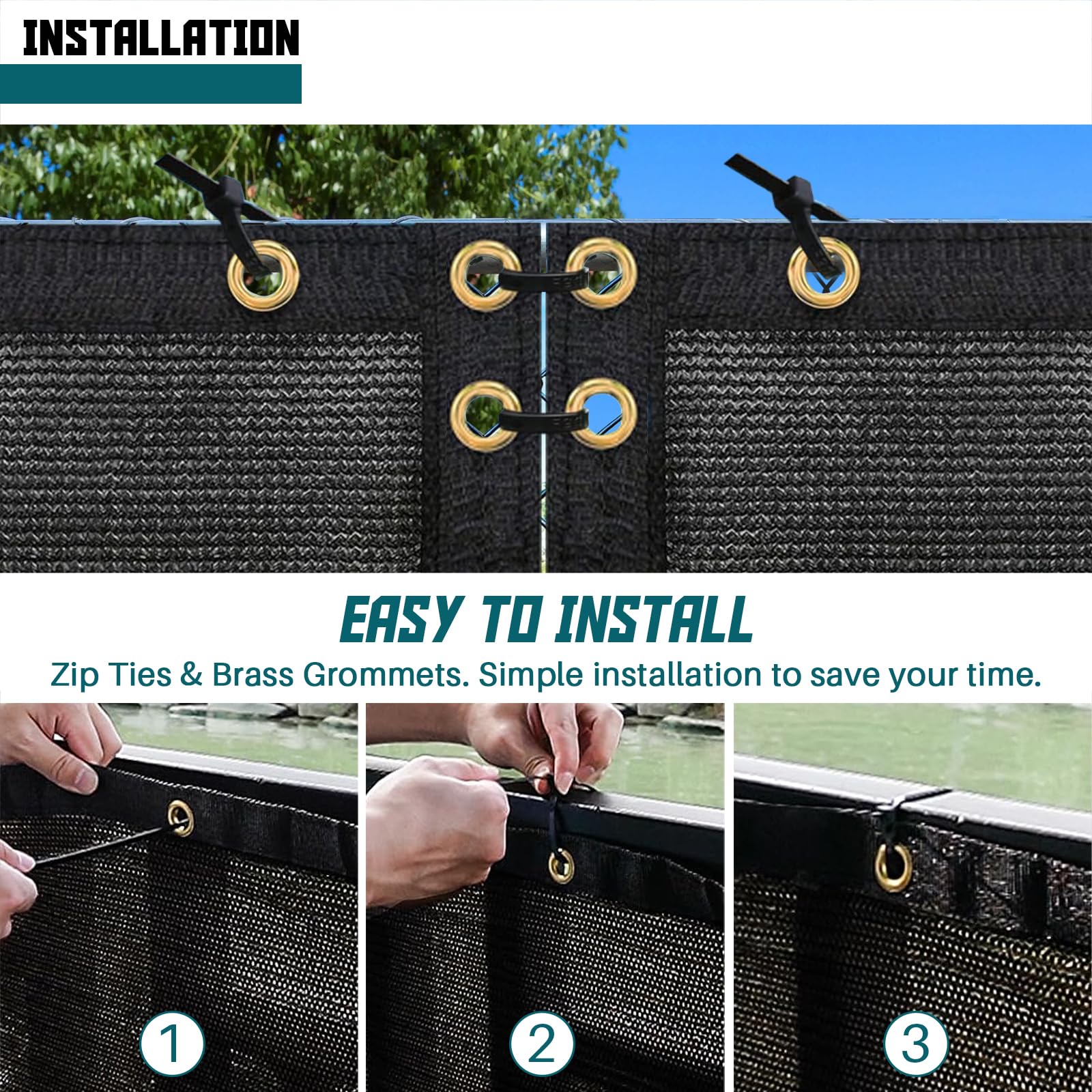 6FT x 104FT Green Privacy Fence Screen - Heavy Duty Temporary Windscreen Netting with Zip Ties for Backyard, Garden, School, Construction Site | UV Resistant, Breathable Mesh for Outdoor Privacy Protection & Wind Blocking