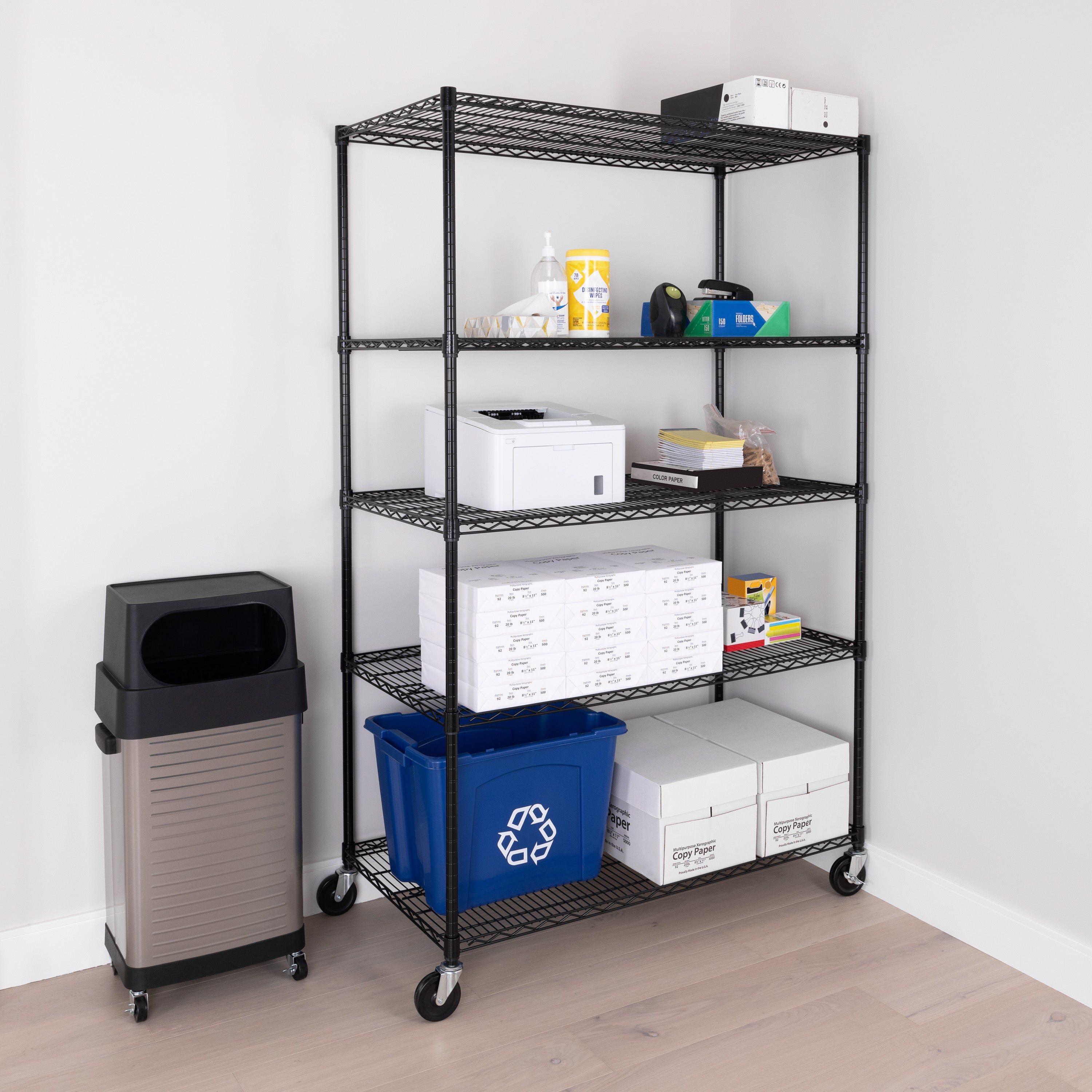 UltraDurable® 5-Tier NSF Certified Steel Shelving Unit - Heavy Duty Black Metal Storage Rack for Garage, Warehouse, Kitchen & Pantry Organization