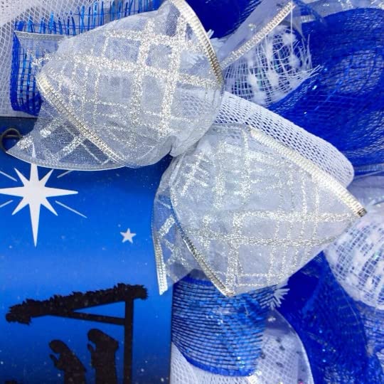 Handmade Deco Mesh Christmas Wreath for Holiday Decor - Perfect for Front Door, Mantel & Christmas Tree Decorations | Happy Birthday Jesus Theme