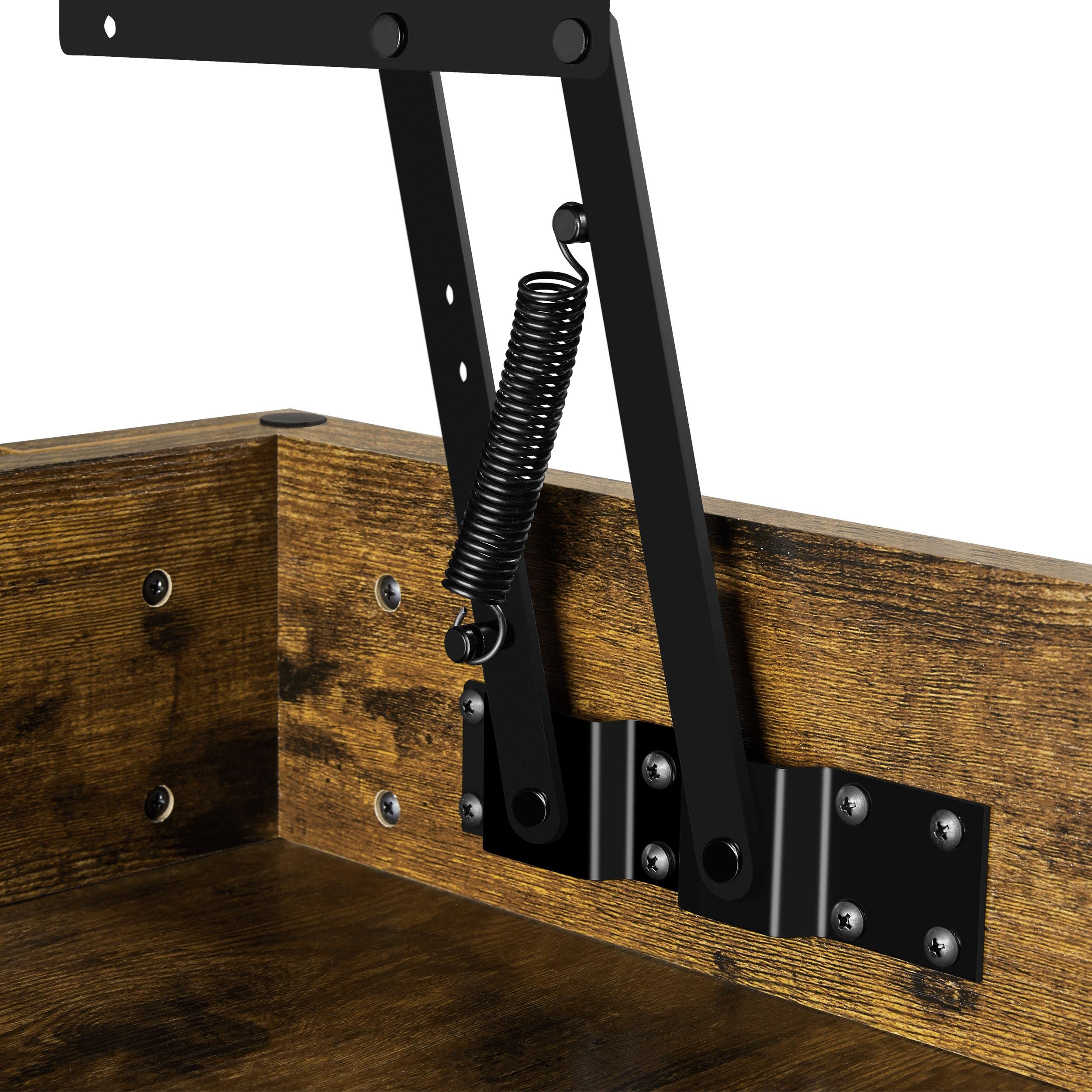 Topeakmart Lift Top Coffee Table with Hidden Storage Compartment & Adjustable Tabletop - Rustic Brown 47.5