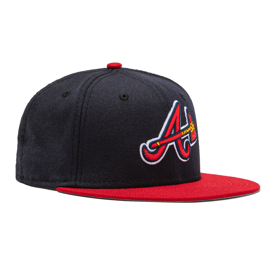 New Era 59Fifty Retro On-Field Atlanta Braves Alternate Baseball Cap - Navy & Red - MLB Officially Licensed Snapback Hat for Men & Women - Perfect for Games, Collecting & Streetwear Fashion