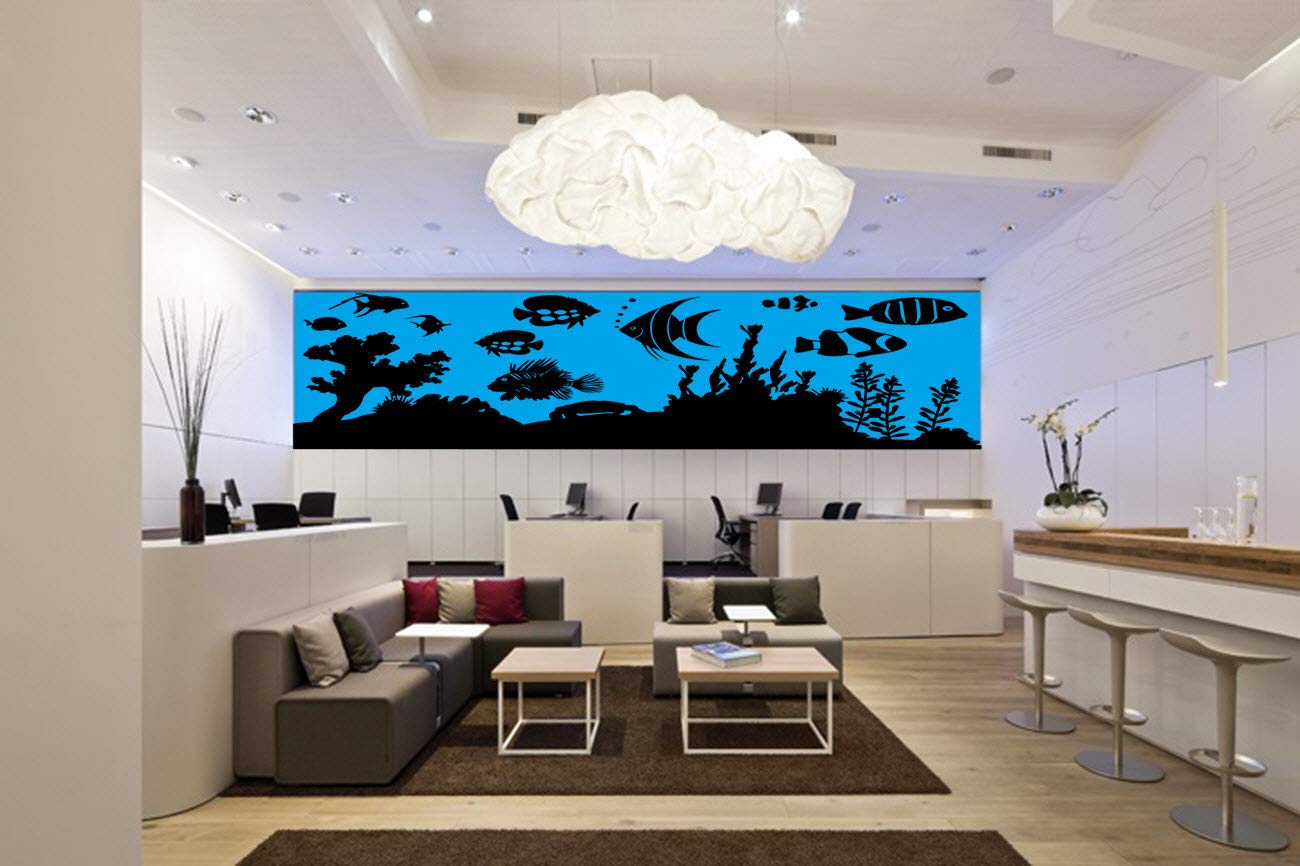Customizable Fish Tank Stickers - Underwater Ocean Theme Wall Decals for Indoor Aquarium & Kids Bedroom Decor | Peel & Stick Rearrange Cut-Out Fish Decor | Perfect for Home, Office, Nursery & Classroom Underwater Scenes (Red)