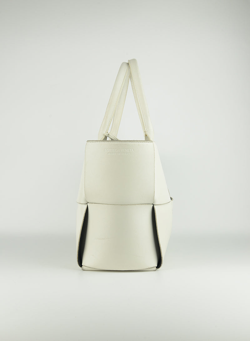 Bottega Veneta White Leather Arco Tote Bag - Luxury Designer Handbag for Women, Perfect for Work, Travel & Everyday Use