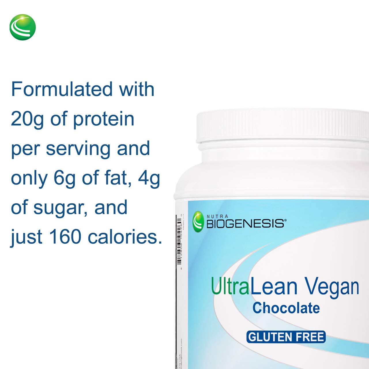 Nutra BioGenesis UltraLean Vegan Chocolate Protein Powder - Plant-Based Protein Powder for Men & Women, Lactose-Free Pea Protein for Muscle Recovery & Weight Loss with Micronutrients & Vitamins - 1.76 lb (800g) - Perfect for Post-Workout Shakes, Smoothies & Healthy Meal Replacement