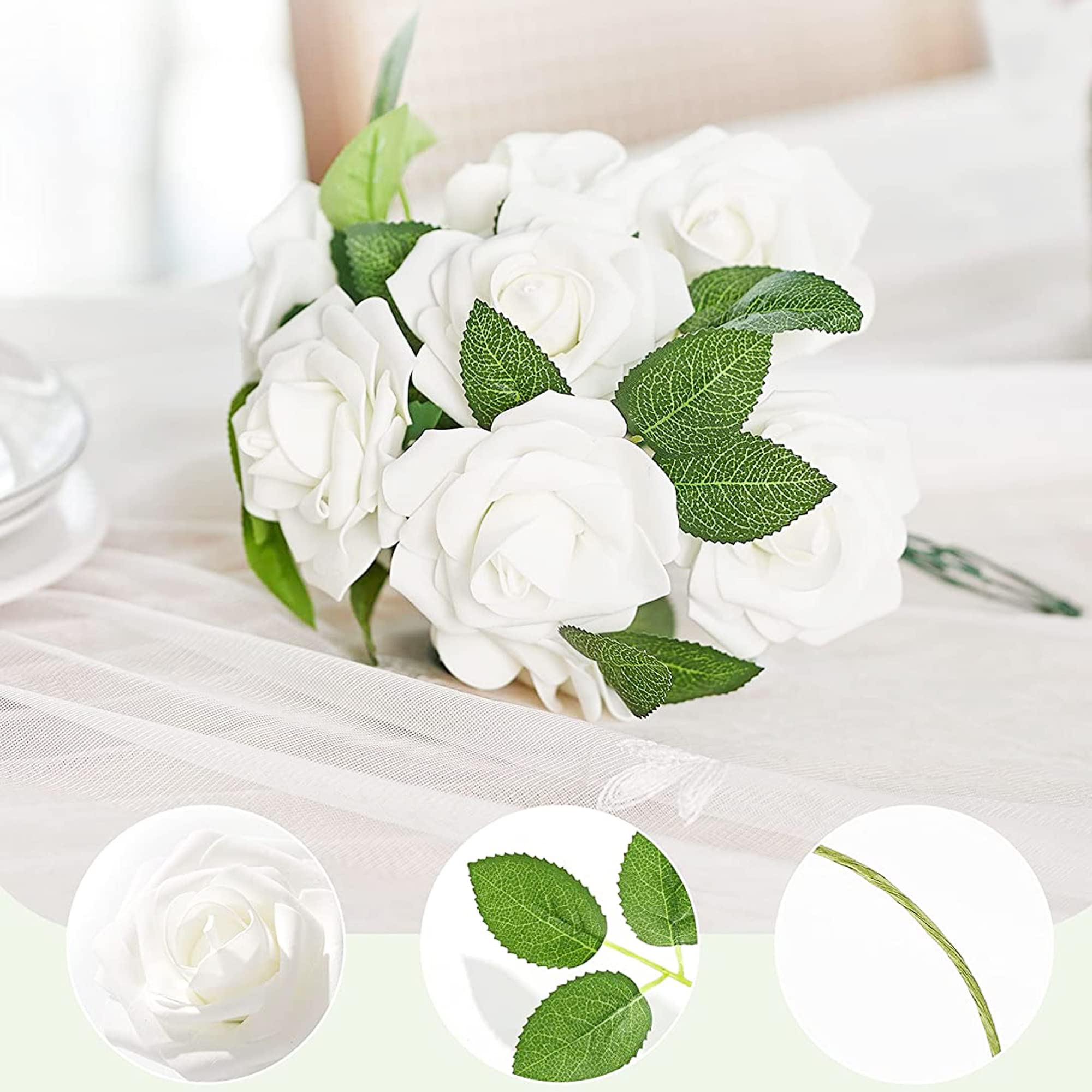 250 PCS Artificial Rose Leaves - Bulk Fake Green Leaves for DIY Wedding Bouquets, Party Decorations, Wreaths & Garlands - Perfect for Wedding Centerpieces, Floral Arrangements, and Home Decor