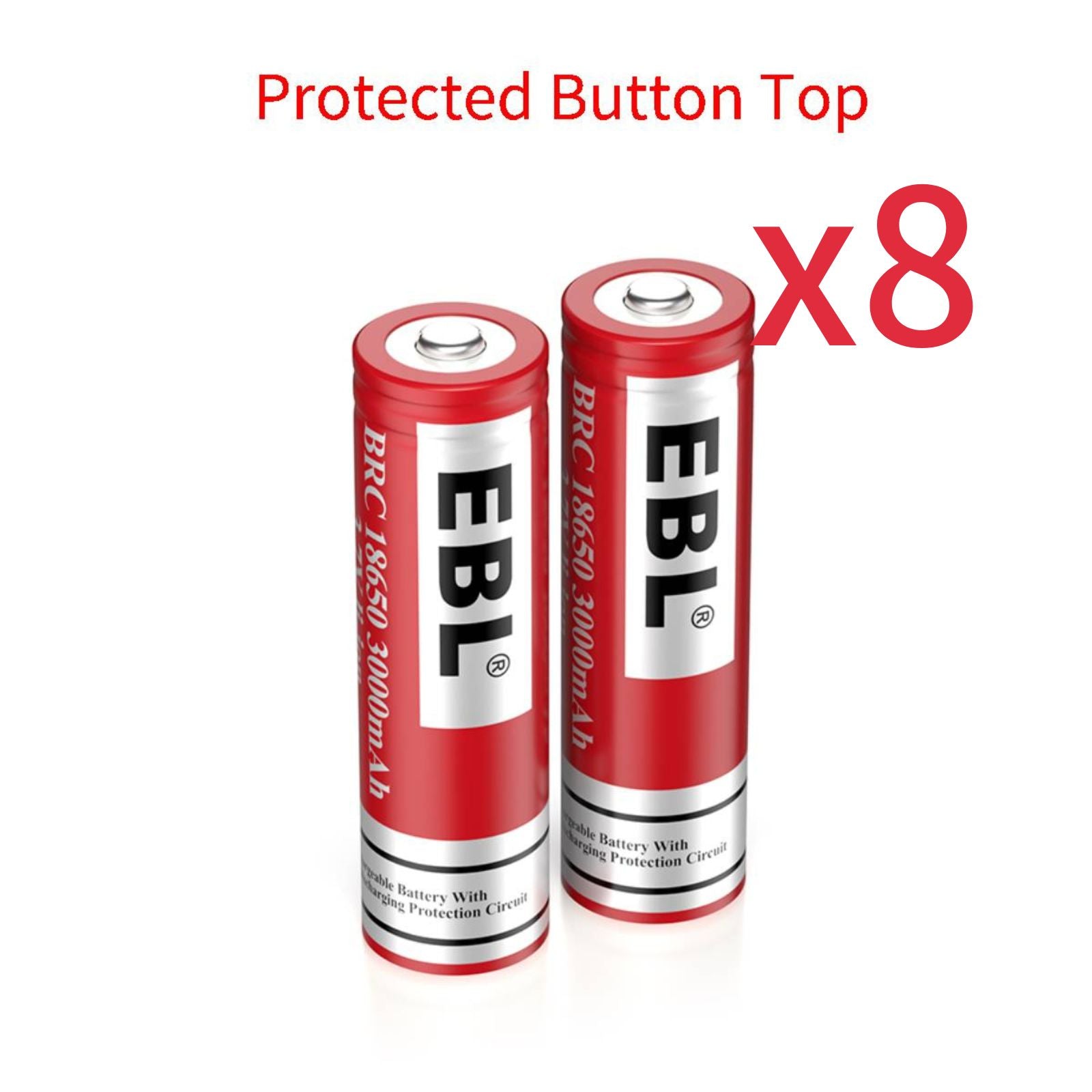 EBL 16 Pack BRC 18650 3000mAh Rechargeable Lithium Batteries with Button Top Protection - Perfect for Flashlights, Vape Mods, and Power Tools