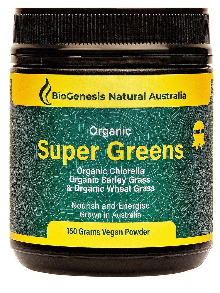 Biogenesis Australian Organic Super Greens Plus Powder 150g - Boost Energy, Detox & Immunity for Daily Wellness