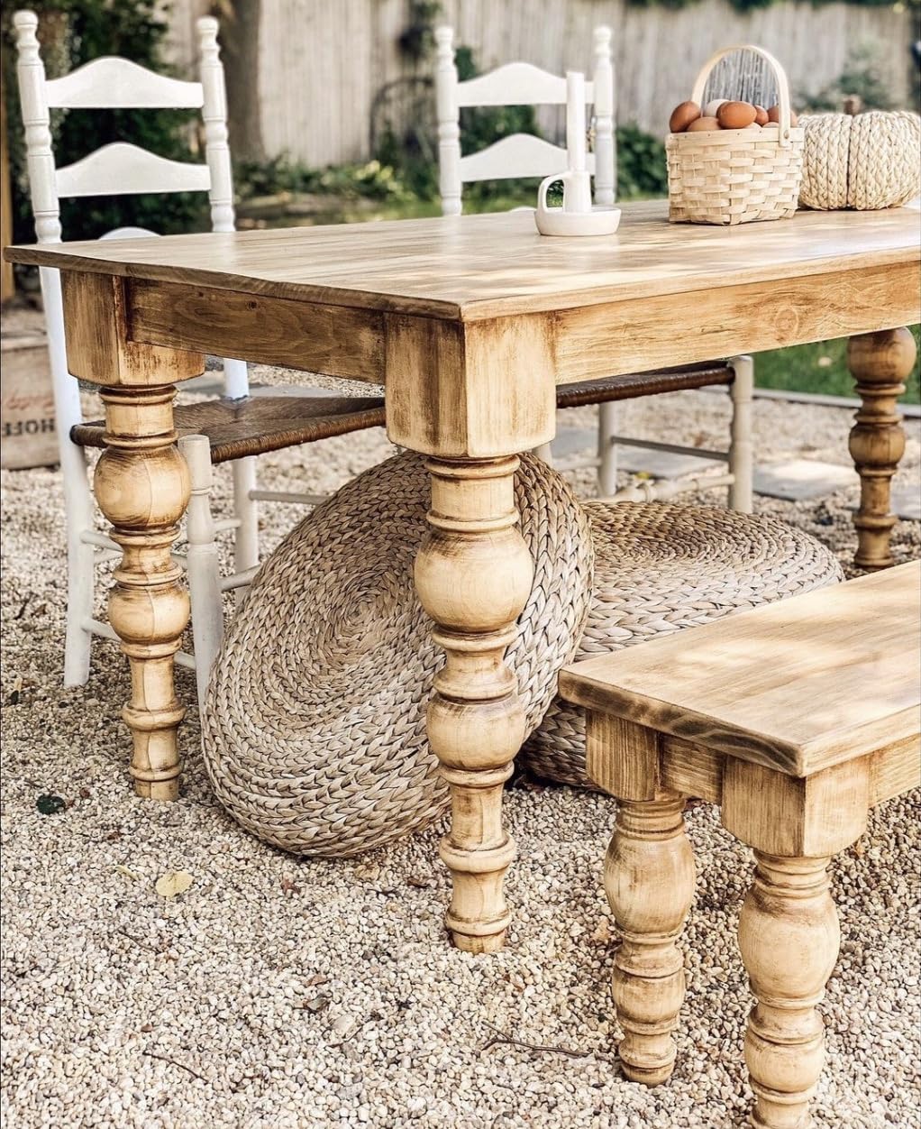 CAROLINA LEG CO. Modern Pine Dining Table and Bench Legs Set - Farmhouse Style - 4-Piece Unfinished Wooden Legs - Handcrafted in North Carolina - Perfect for DIY Dining Furniture Projects