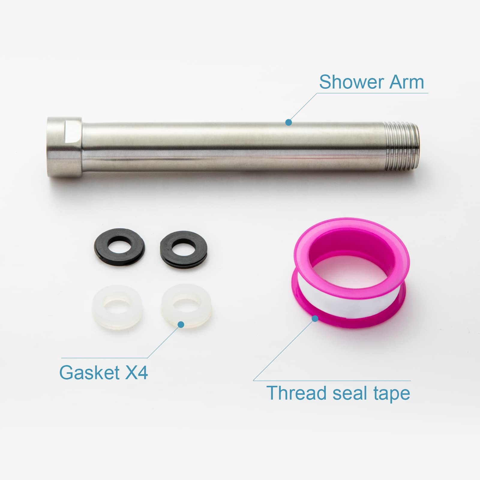 OFFO 6 Inch Shower Head Extension Arm - Brushed Nickel Shower Arm Extender Made of 304 Stainless Steel - Perfect for Adjustable Shower Height in Bathroom & Spa