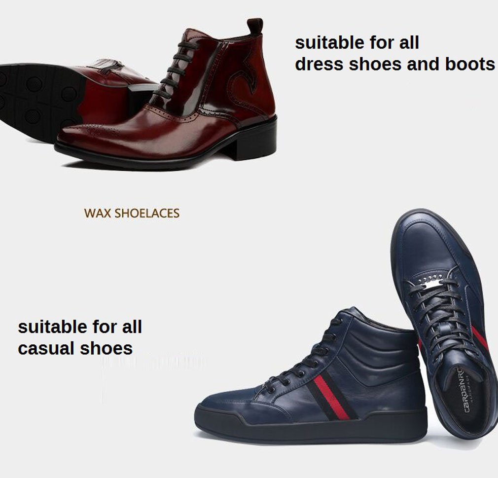 Premium Santimon Flat Waxed Cotton Shoelaces - Waterproof & Durable for Dress Shoes, Boots & Sneakers | Perfect for Outdoor, Work & Everyday Wear