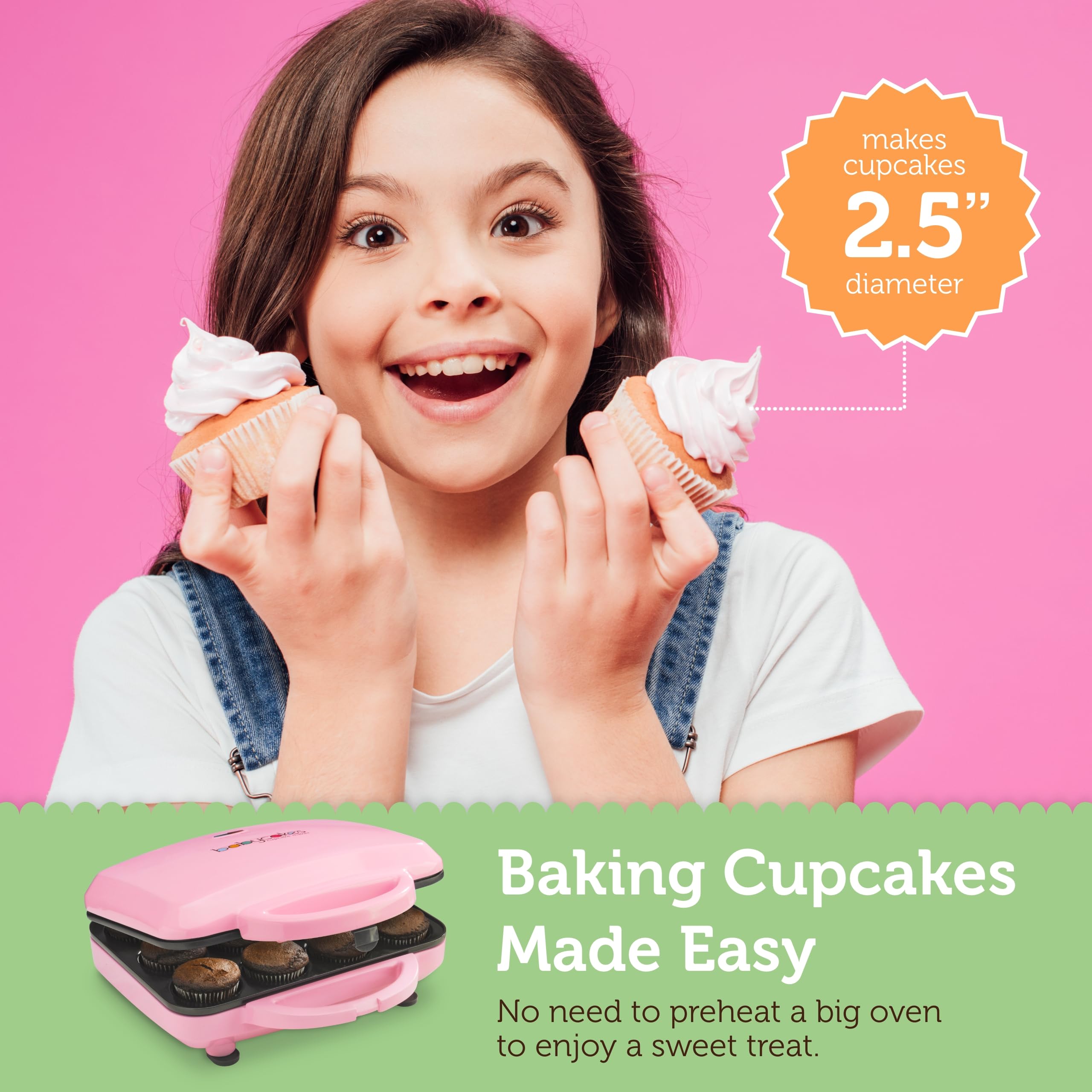 Pink Full Size Cupcake Maker - 12 Cup Capacity, Non-Stick Baking Pan, Perfect for Birthday Parties, Baby Showers & Home Baking