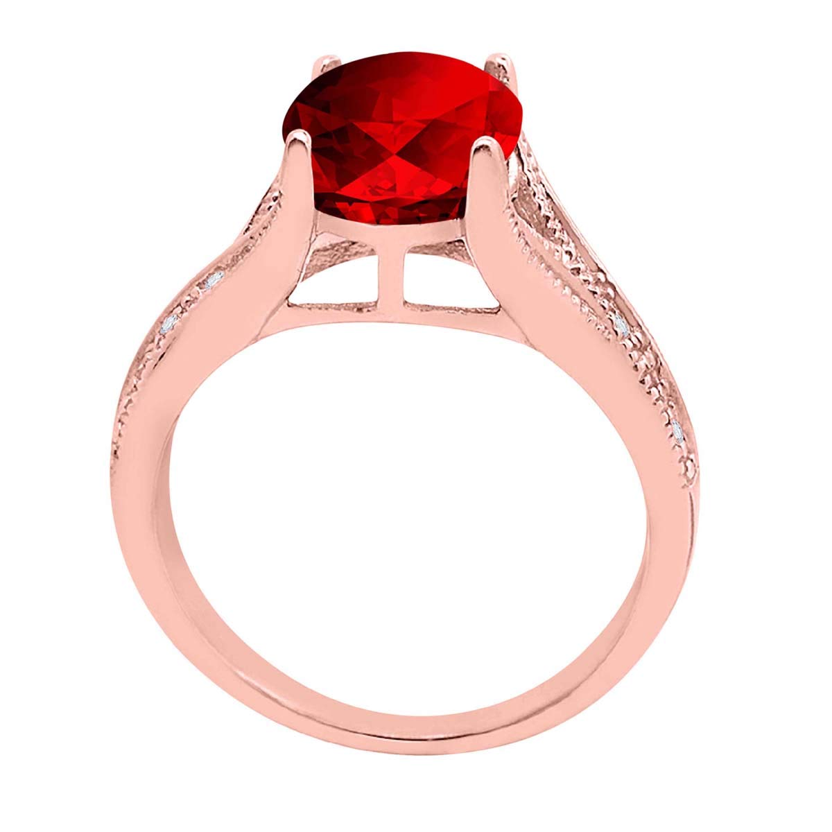 MauliJewels 2.45 Carat Oval Cut Garnet & Diamond Vintage Ring for Women - 10K Rose Gold Prong Setting | Elegant Wedding, Anniversary & Special Occasion Jewelry Gift