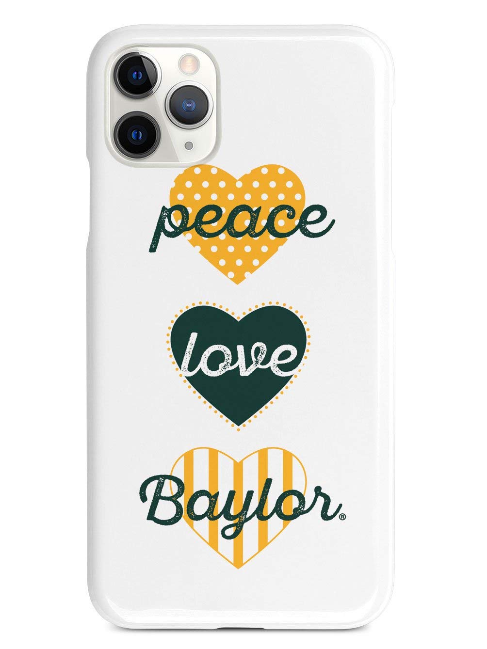 Inspired Cases - Premium 3D Textured Protective Phone Case Compatible with iPhone 12 Pro Max (6.7 Inch) - Peace Love Baylor Design - Shockproof & Anti-Scratch Cover for Everyday Use, Travel & Outdoor Activities