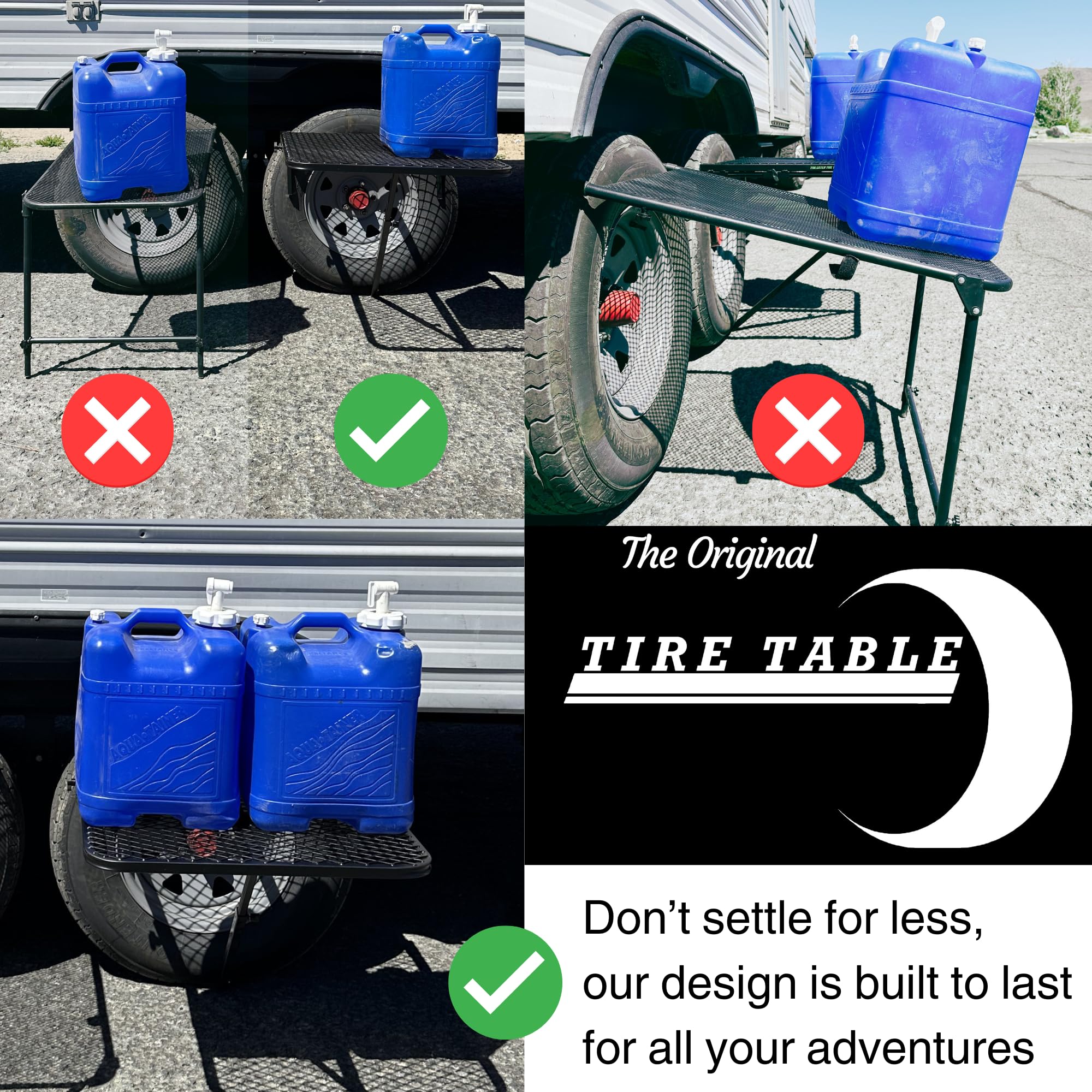 Aluminum Vehicle Tire-Mounted Camping Table for Outdoor Adventures - 33.5 x 28 Inch Portable Work Surface for Tailgating, Overlanding & Travel (Black) - Perfect for Picnics, RV Trips & Off-Road Camping