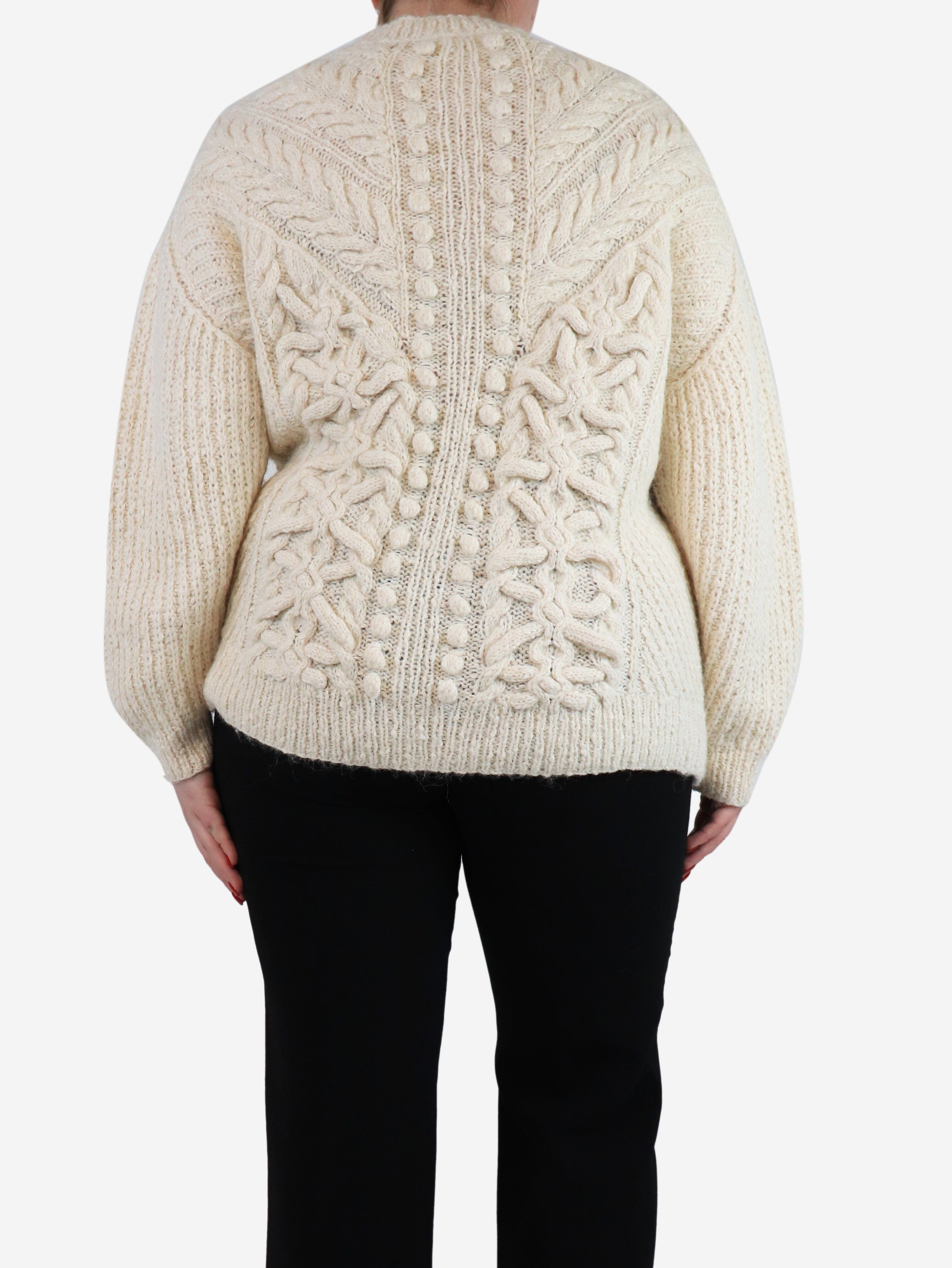 Cream Osian Cable Knit Sweater Women's Size L - Cozy Winter Pullover for Casual Outfits & Holiday Gatherings