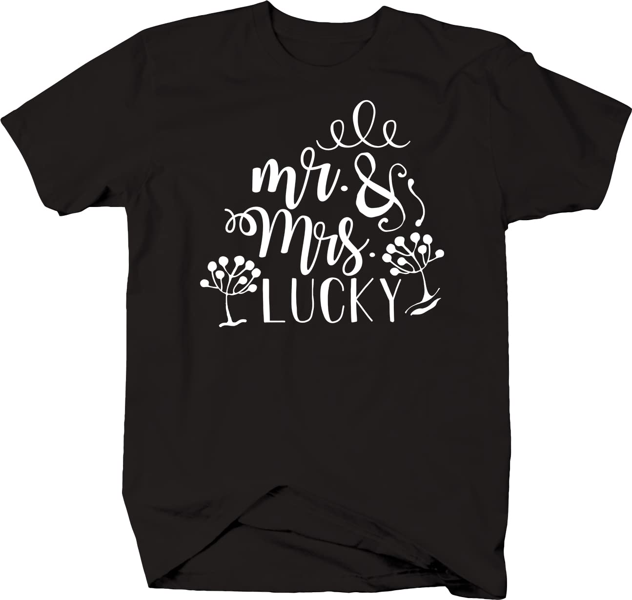 MR & Mrs Lucky Married Couple Love T-Shirt for Men & Women - Black | Matching Couples Shirts for Anniversaries, Weddings & Date Nights