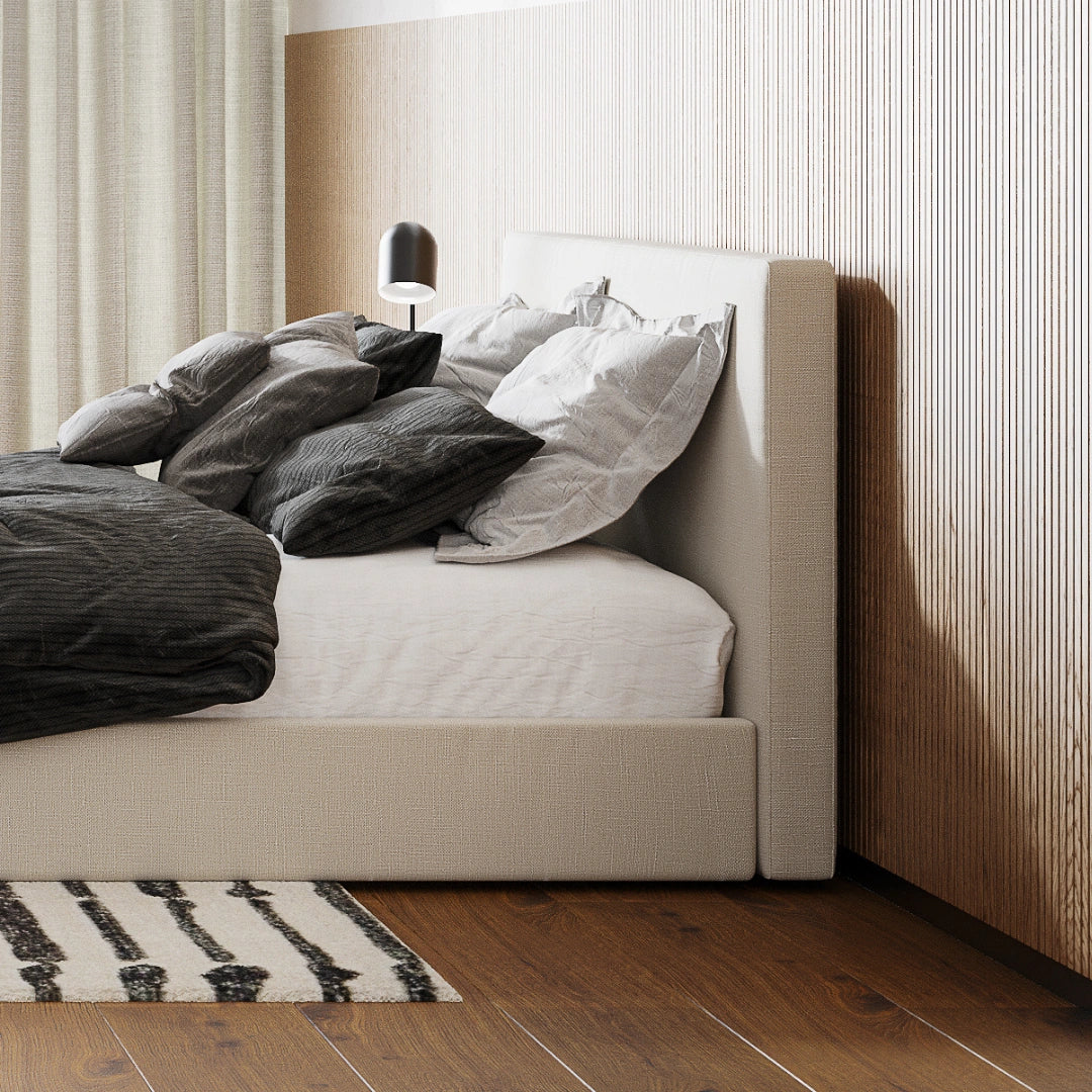 Classic Upholstered Headboard | Dune Fabric Bed Frame for Master Bedroom & Guest Room | Perfect for Modern & Traditional Bedroom Decor