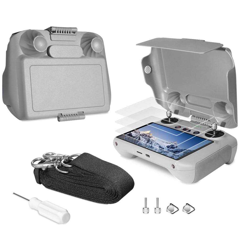 **DJI Mini 3 & Mini 3 Pro RC Controller Accessories Bundle – Sun Hood, Screen Protector & Lanyard – Perfect for Outdoor Drone Flying & Travel**