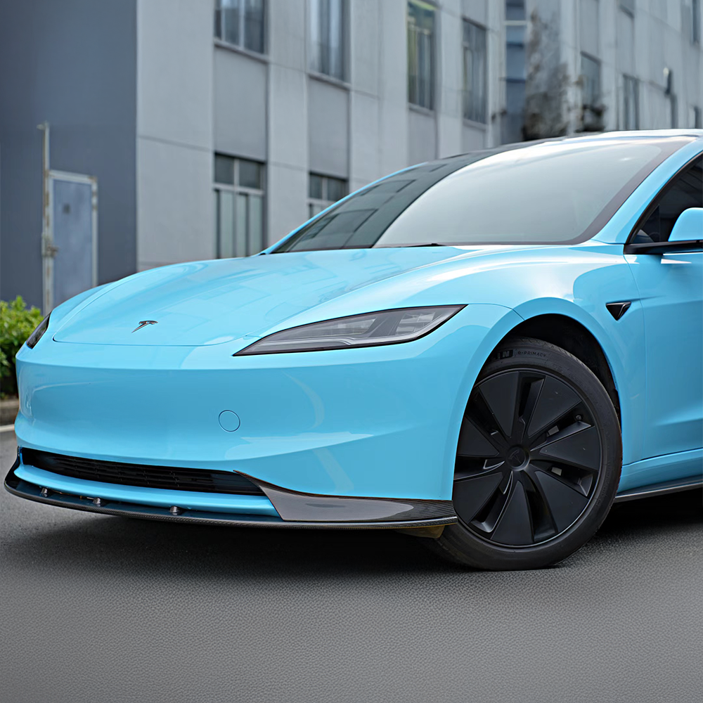 Premium Real Carbon Fiber Front Lip Spoiler for 2024+ Tesla Model 3 (Standard & Long Range) - OEM Fit, Aerodynamic Enhancement | Sporty Styling & Performance Upgrade for Daily Driving & Track Use