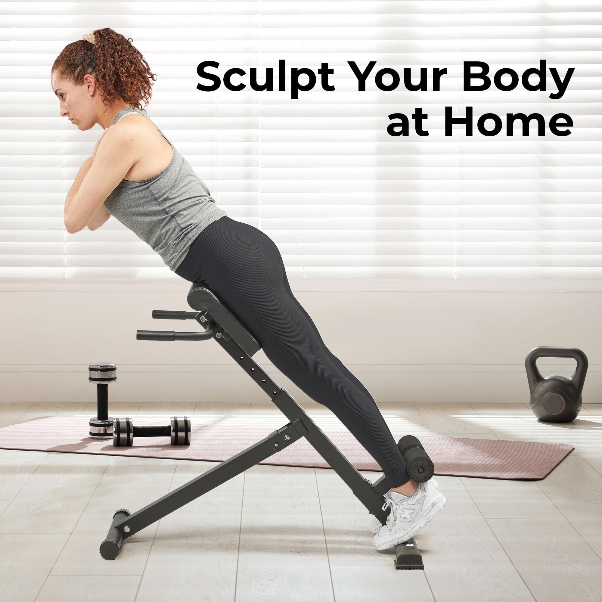 Lifepro Adjustable Roman Chair Hyperextension Bench - Foldable Back Extension Machine for Glutes, Hamstrings & Lower Back Workout - Home Gym Equipment for Core Strength Training | Perfect for Home Fitness, Cross Training & Rehabilitation Exercises