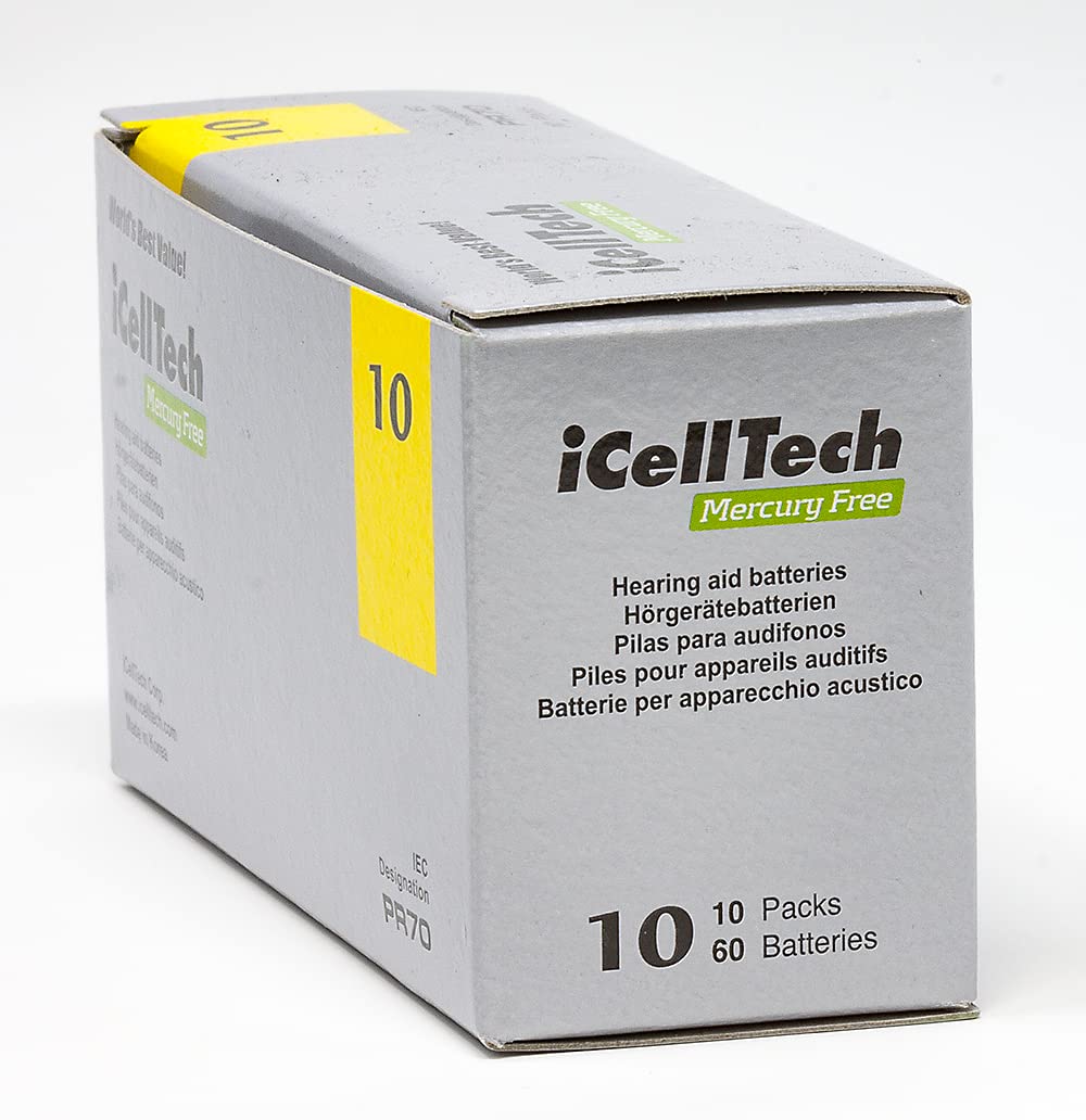 60 Pack iCellTech Size 10 Hearing Aid Batteries - Long-Lasting Power for Hearing Aids, Perfect for Daily Use at Home, Work, or Travel