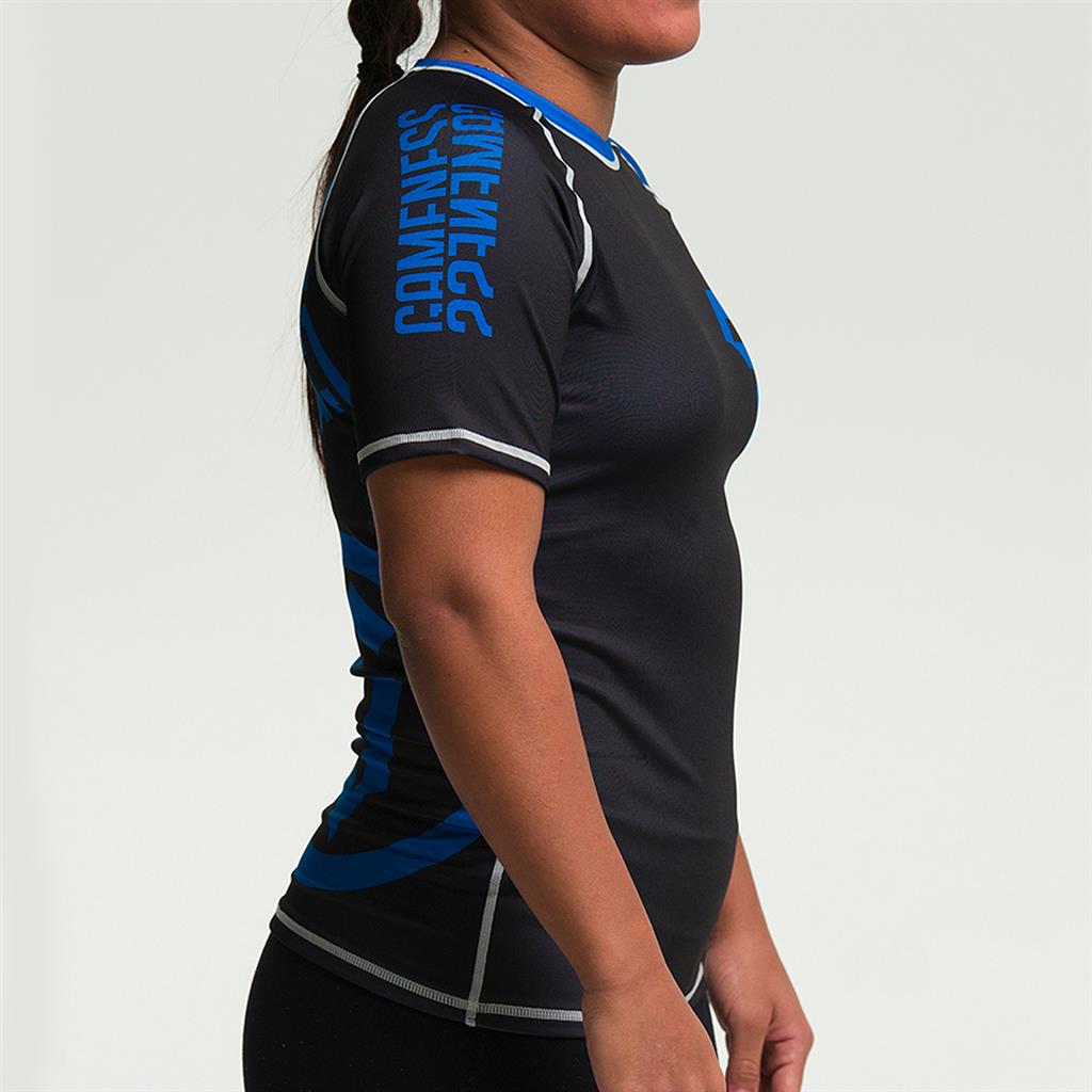 Gameness Women's Short Sleeve Pro Ranked Rash Guard - BJJ MMA Training, Grappling & No-Gi Jiu Jitsu Competition Wear