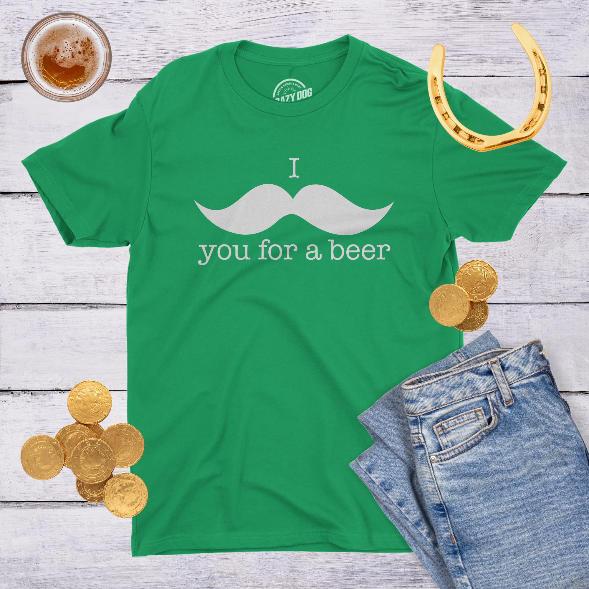 Funny I Mustache You for A Beer T-Shirt - St. Patrick's Day Shamrock Drinking Tee for Men & Women - Perfect for Pub Crawls, Parties & Irish Celebrations