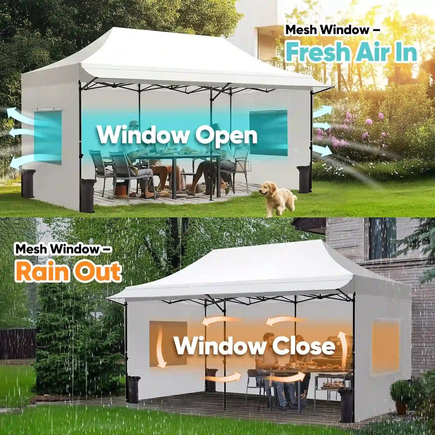 Heavy Duty Commercial Pop Up Canopy Tent - Waterproof Instant Shelter for Outdoor Events, Parties, Markets & Camping